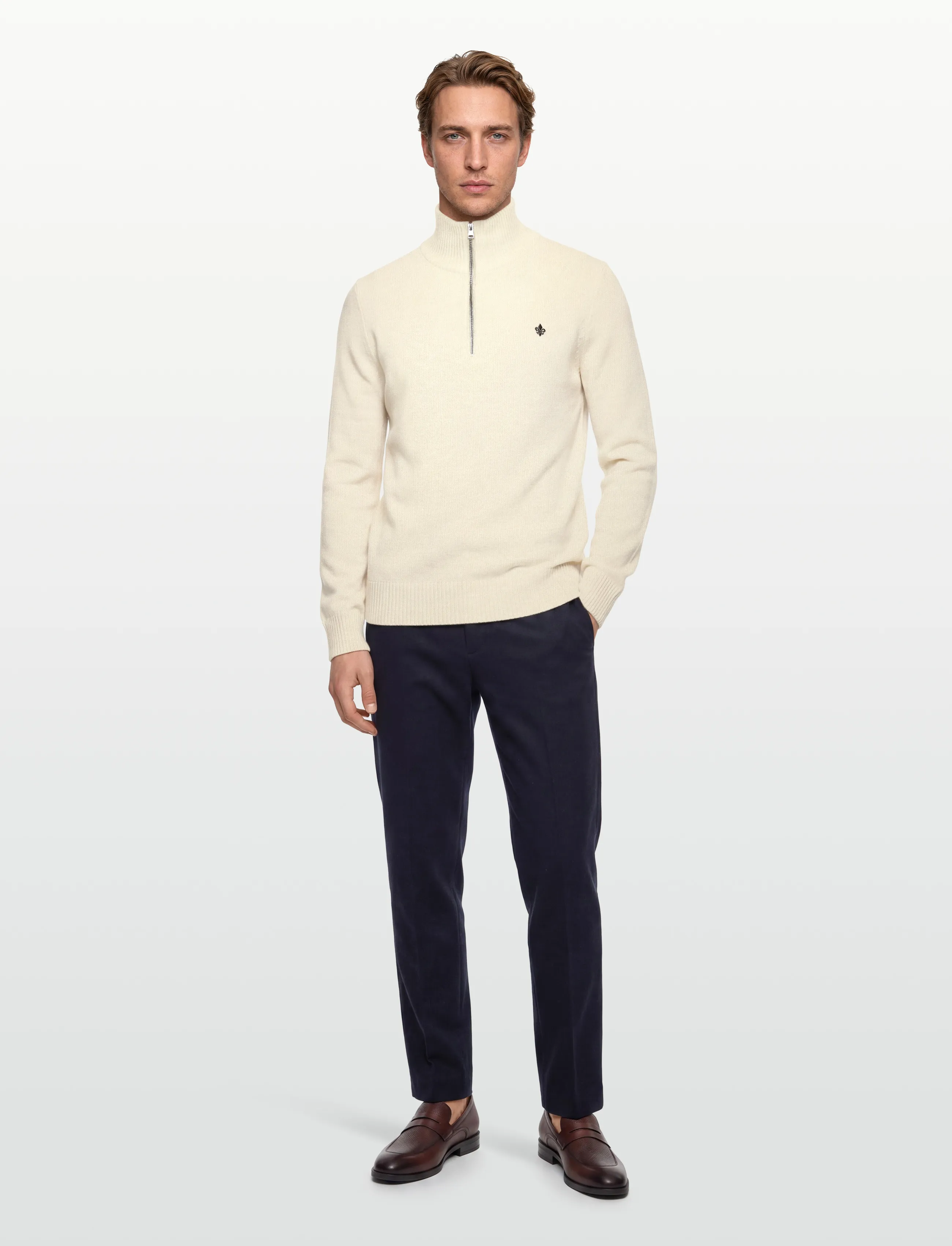 Morris Hertford Half Zip - Nach Stil kaufen - OFF WHITE / cream