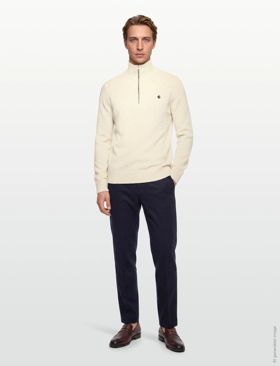 Morris - Hertford Half Zip - pullover mit halbem reißverschluss - off white - 0