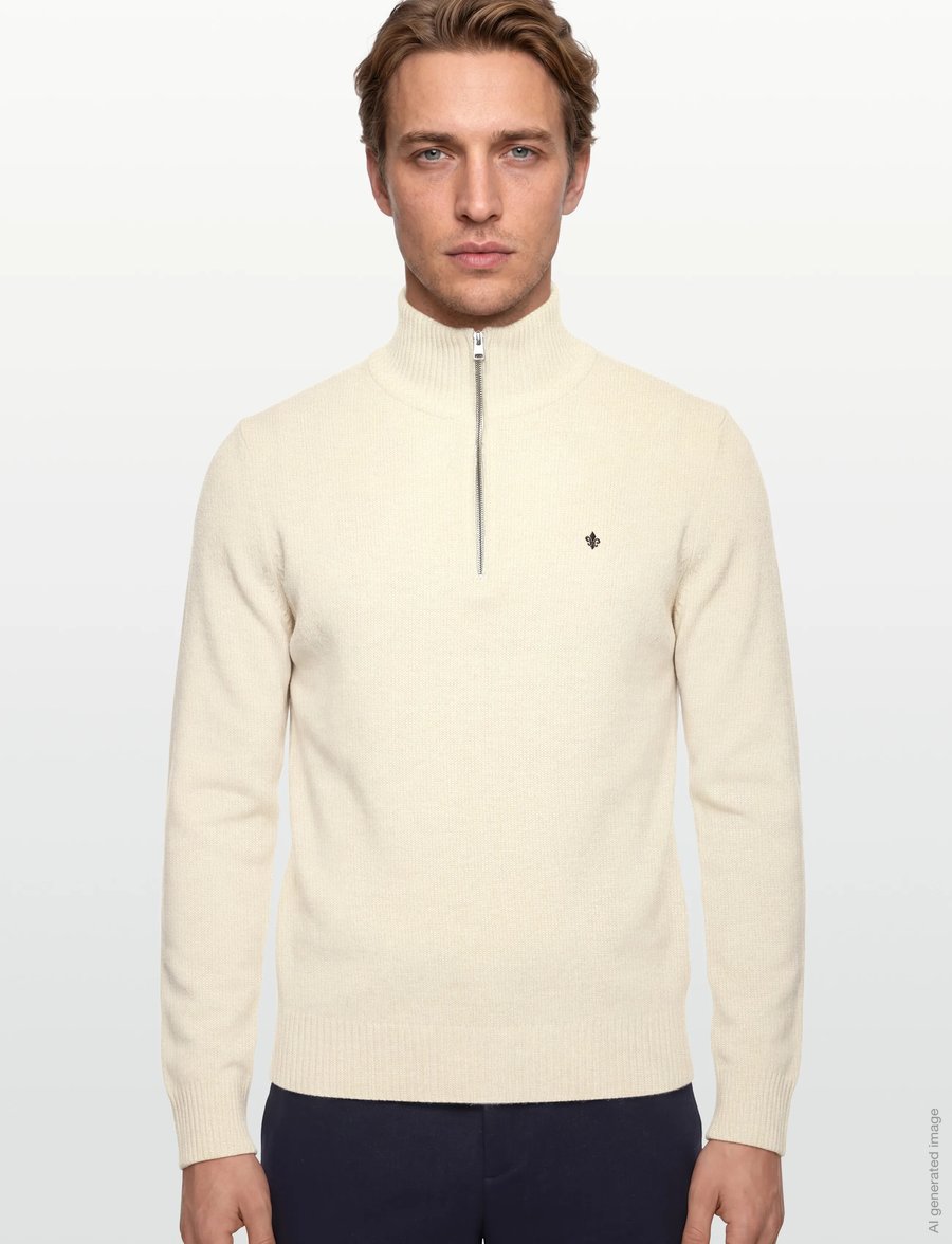 Morris - Hertford Half Zip - pullover mit halbem reißverschluss - off white - 3