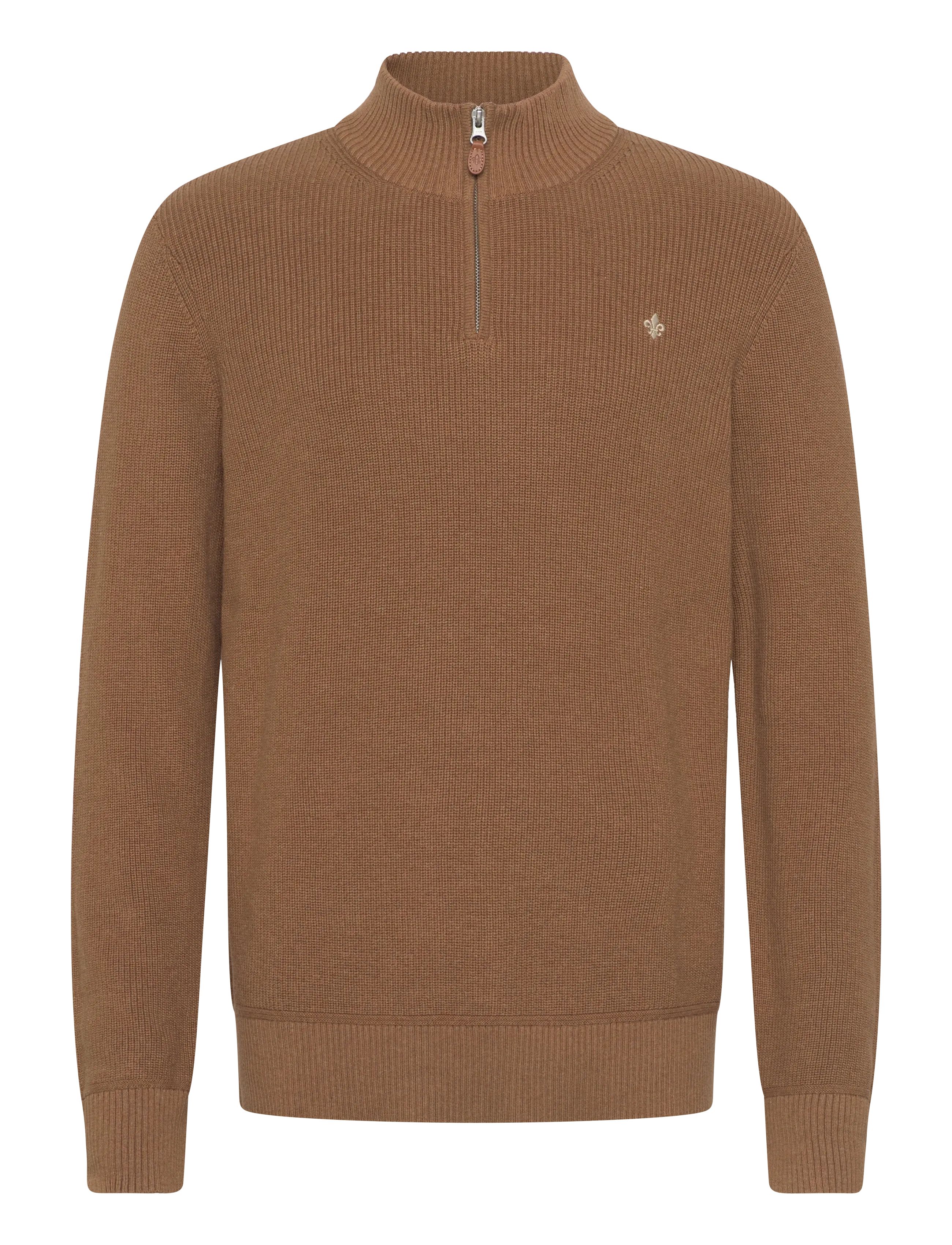 Morris Bernard Half Zip - Stickat - CAMEL / brown