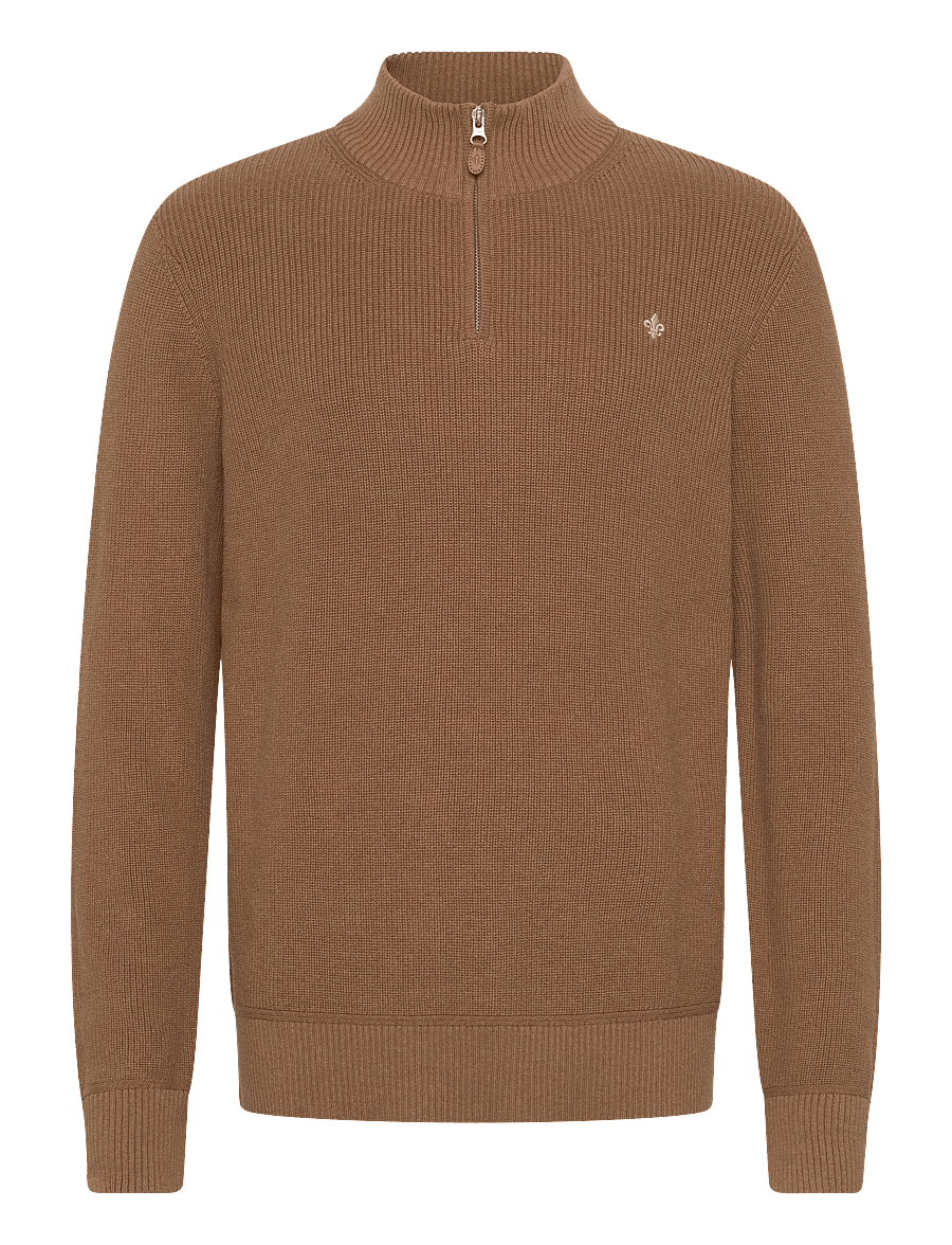 Morris - Bernard Half Zip - pullover mit halbem reißverschluss - camel - 1