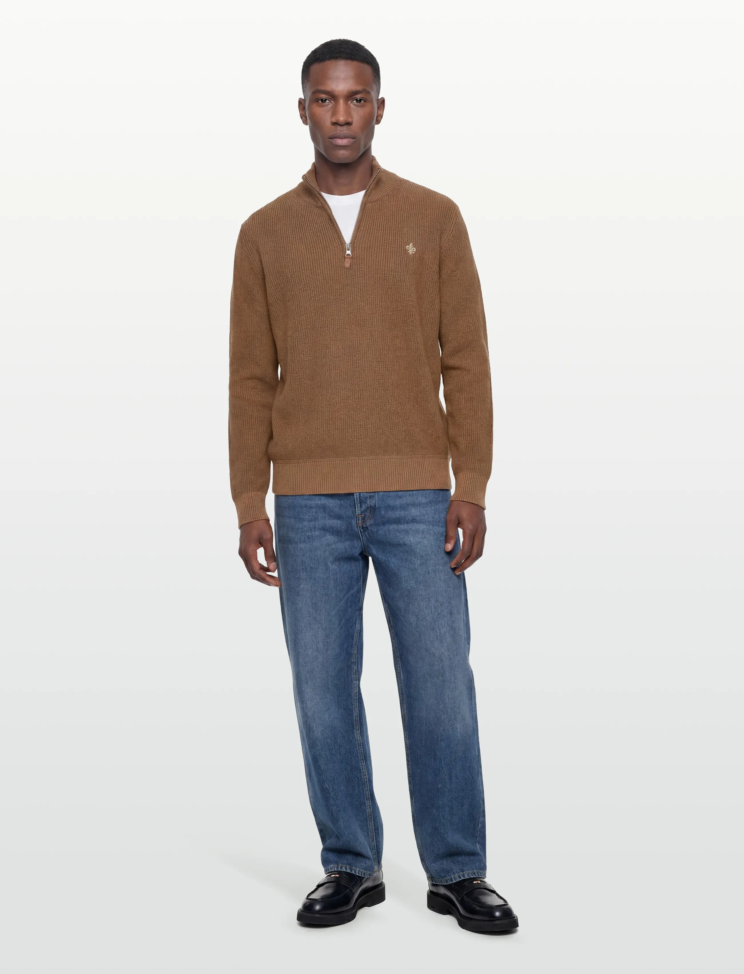 Morris Bernard Half Zip, Half Zip Trøje, Brun, Str: XXL