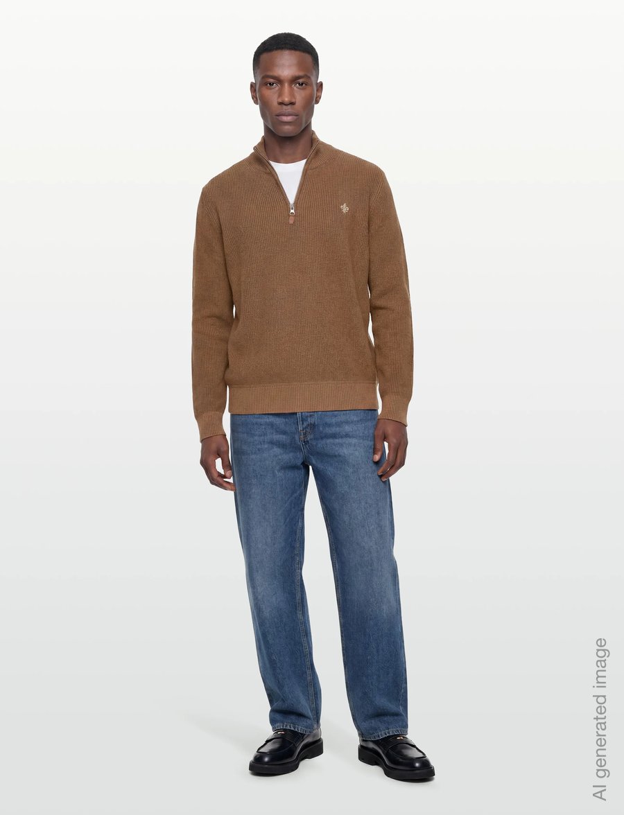 Morris - Bernard Half Zip - pullover mit halbem reißverschluss - camel - 0