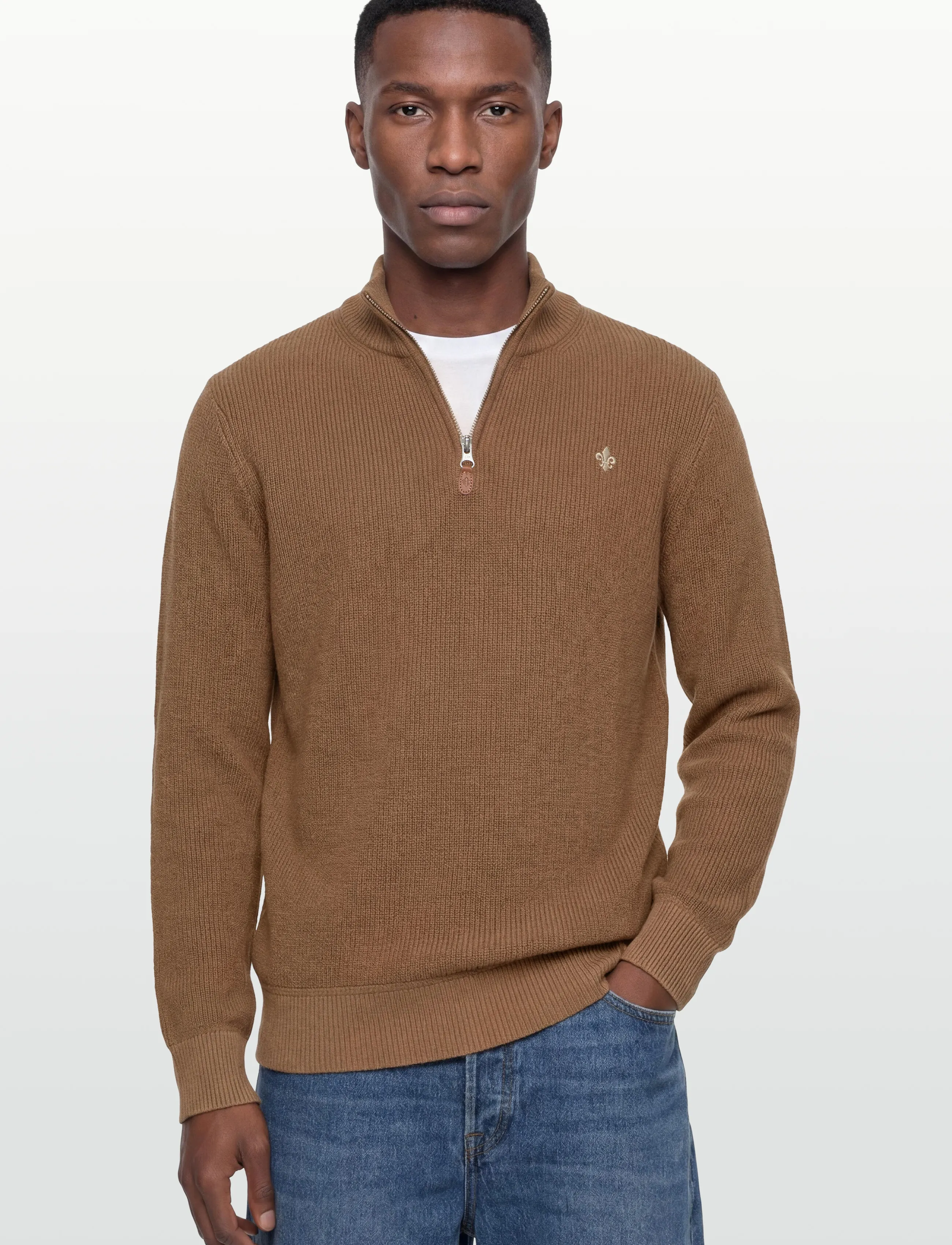 Morris - Bernard Half Zip - mehed - camel - 3