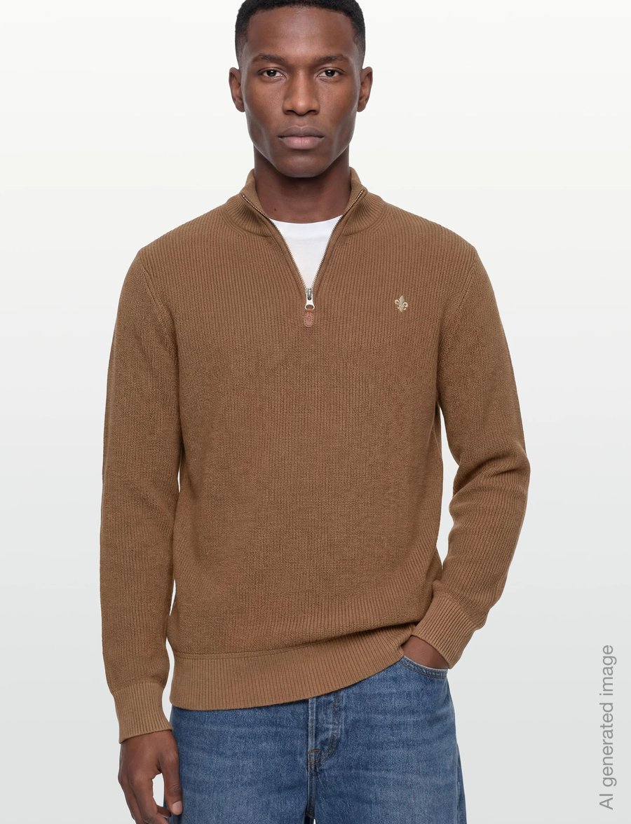Morris - Bernard Half Zip - pullover mit halbem reißverschluss - camel - 3