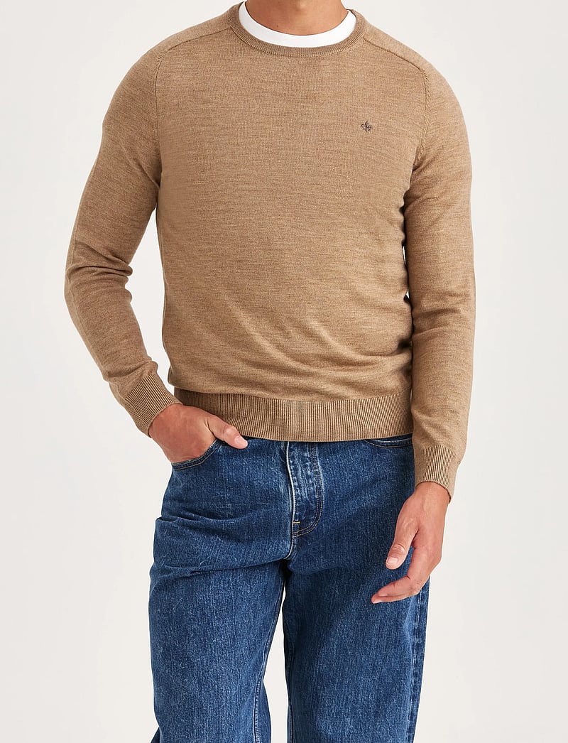 Morris - Merino Oneck - rund hals - camel - 0