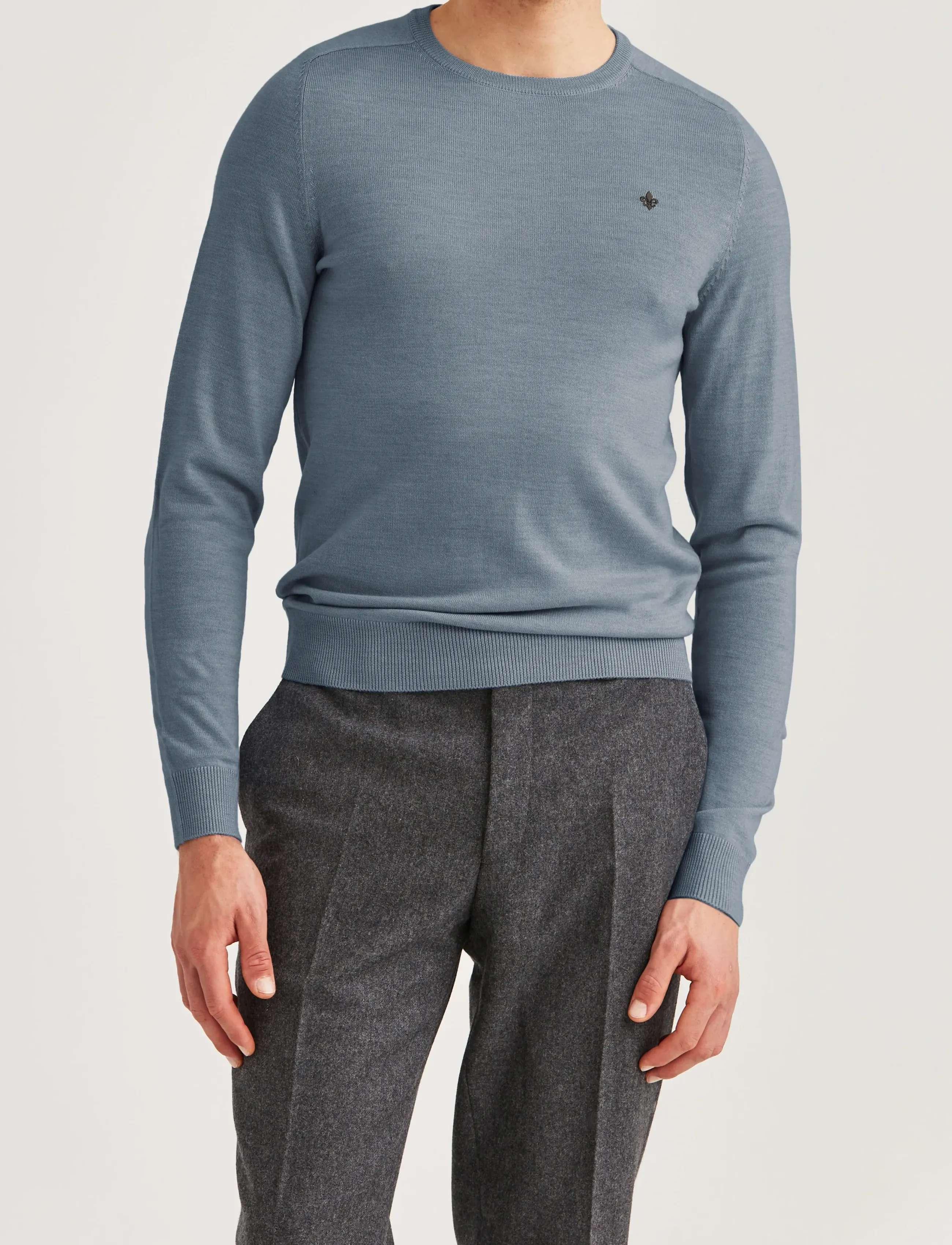 Morris Merino Oneck - Rundhals - DARK BLUE / blue