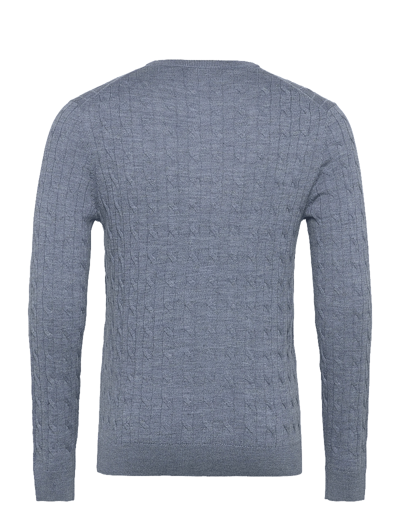 Morris - Merino Cable Oneck - rundhalsad - blue - 1