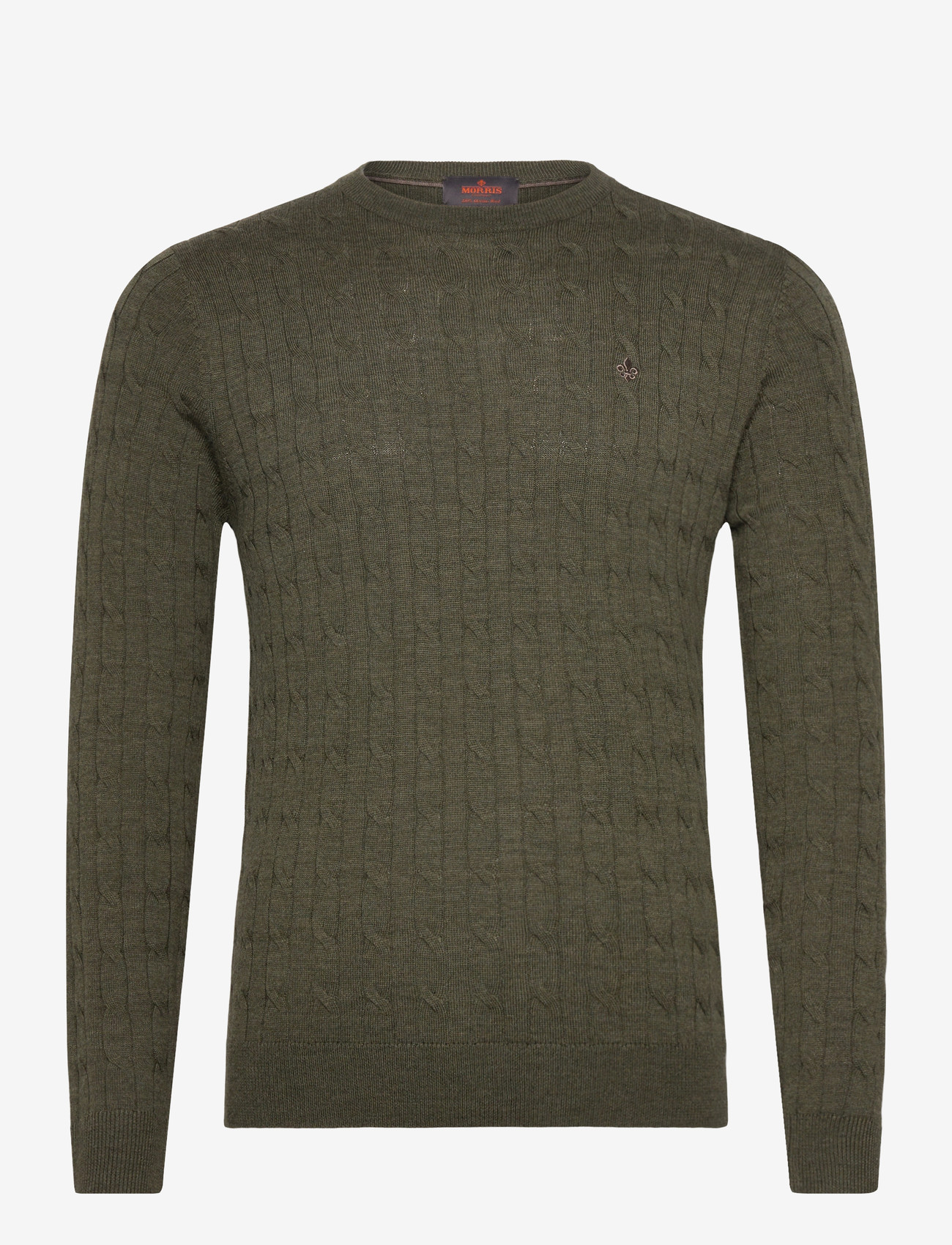 Morris - Merino Cable Oneck - rundhals - olive - 0