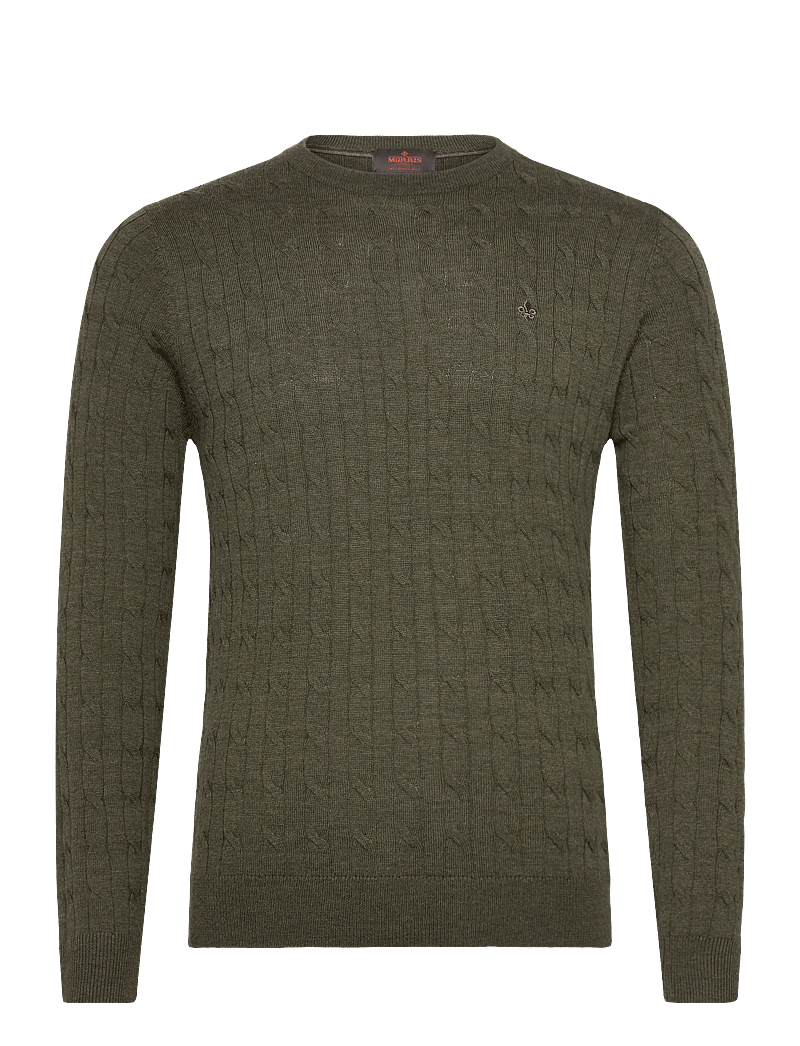 Morris - Merino Cable Oneck - rundhals - olive - 0