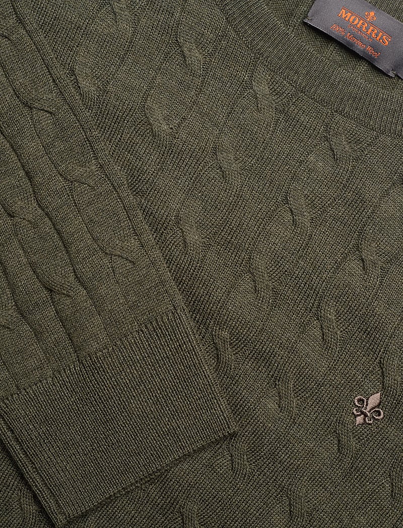 Morris - Merino Cable Oneck - rundhals - olive - 2