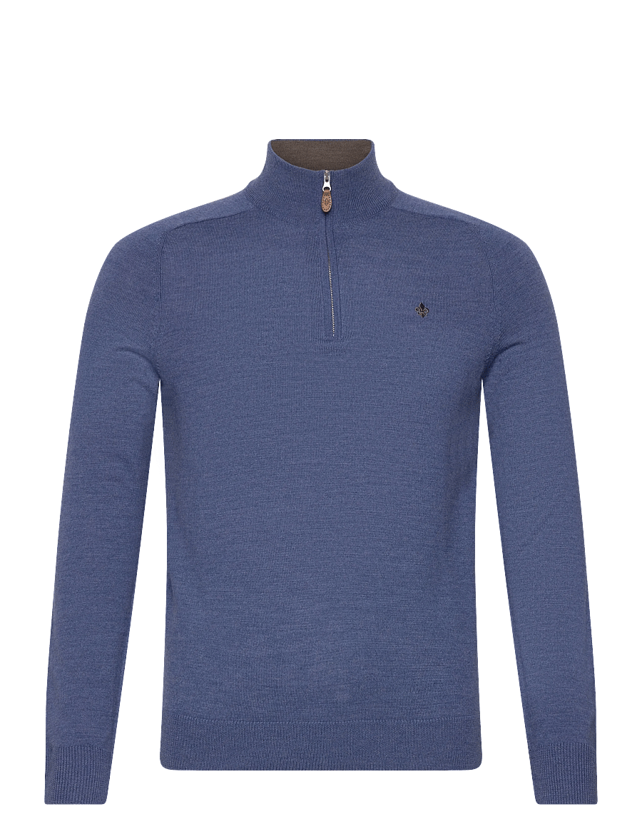 Morris - Merino John Zip - pullover mit halbem reißverschluss - blue - 1