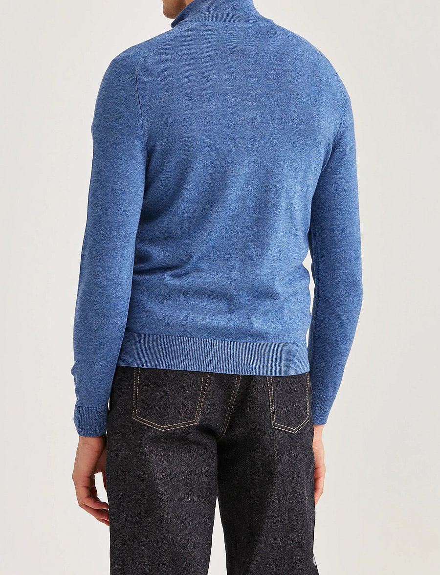 Morris - Merino John Zip - pullover mit halbem reißverschluss - blue - 4