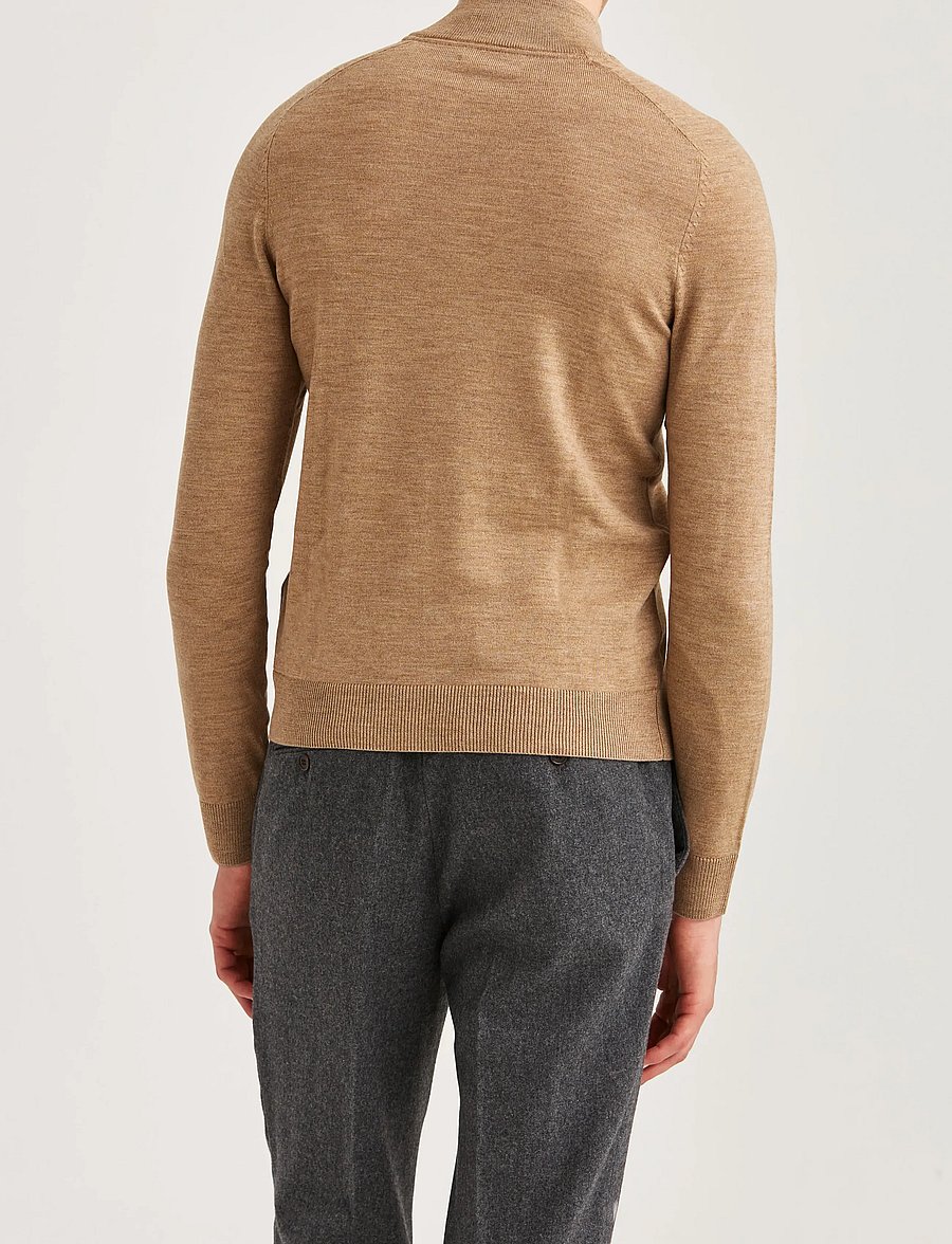 Morris - Merino John Zip - pullover mit halbem reißverschluss - camel - 4