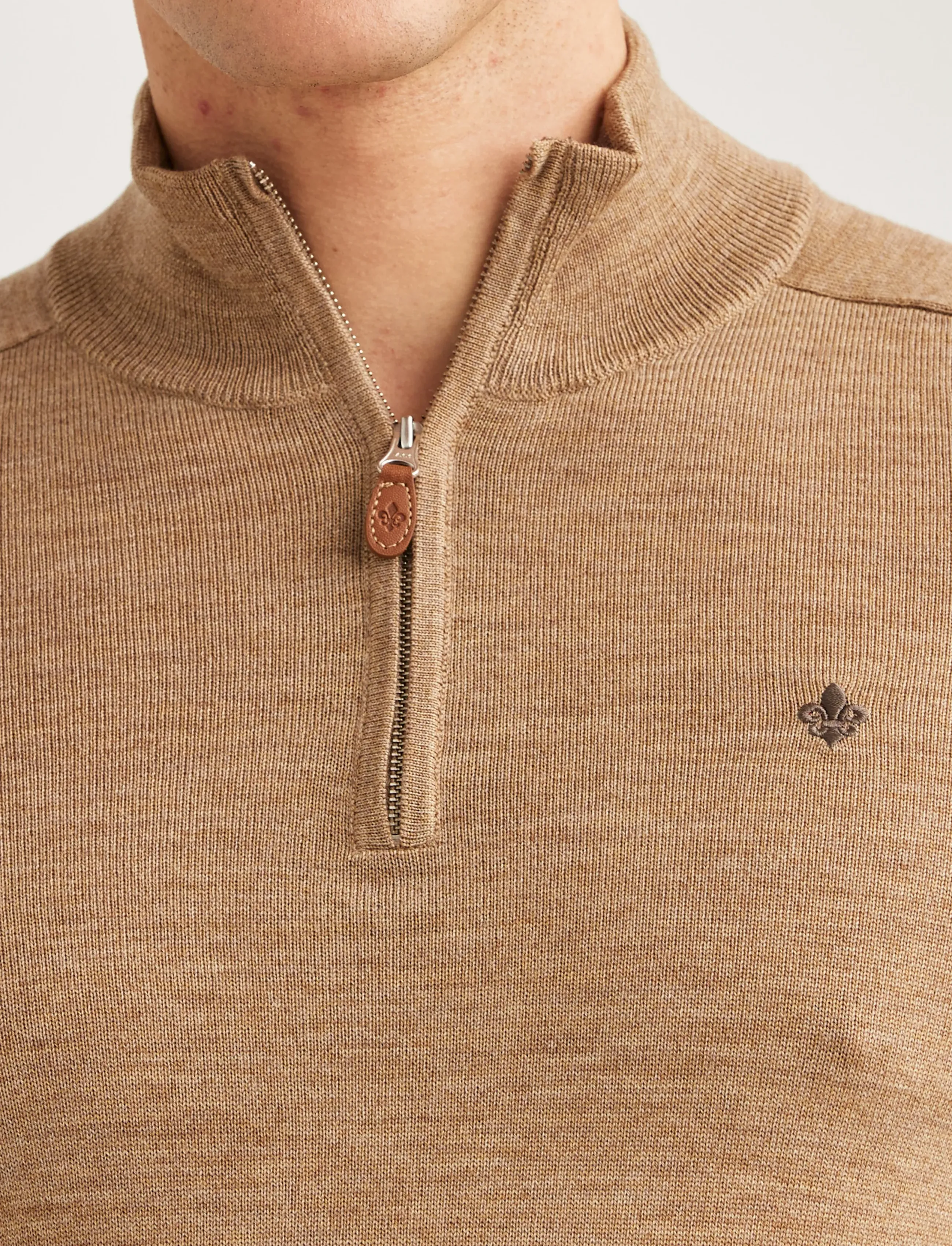 Morris - Merino John Zip - pulls demi-zippés - camel - 5
