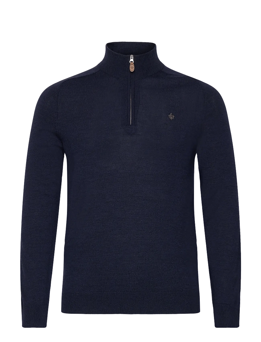 Morris - Merino John Zip - pullover mit halbem reißverschluss - dark blue - 1