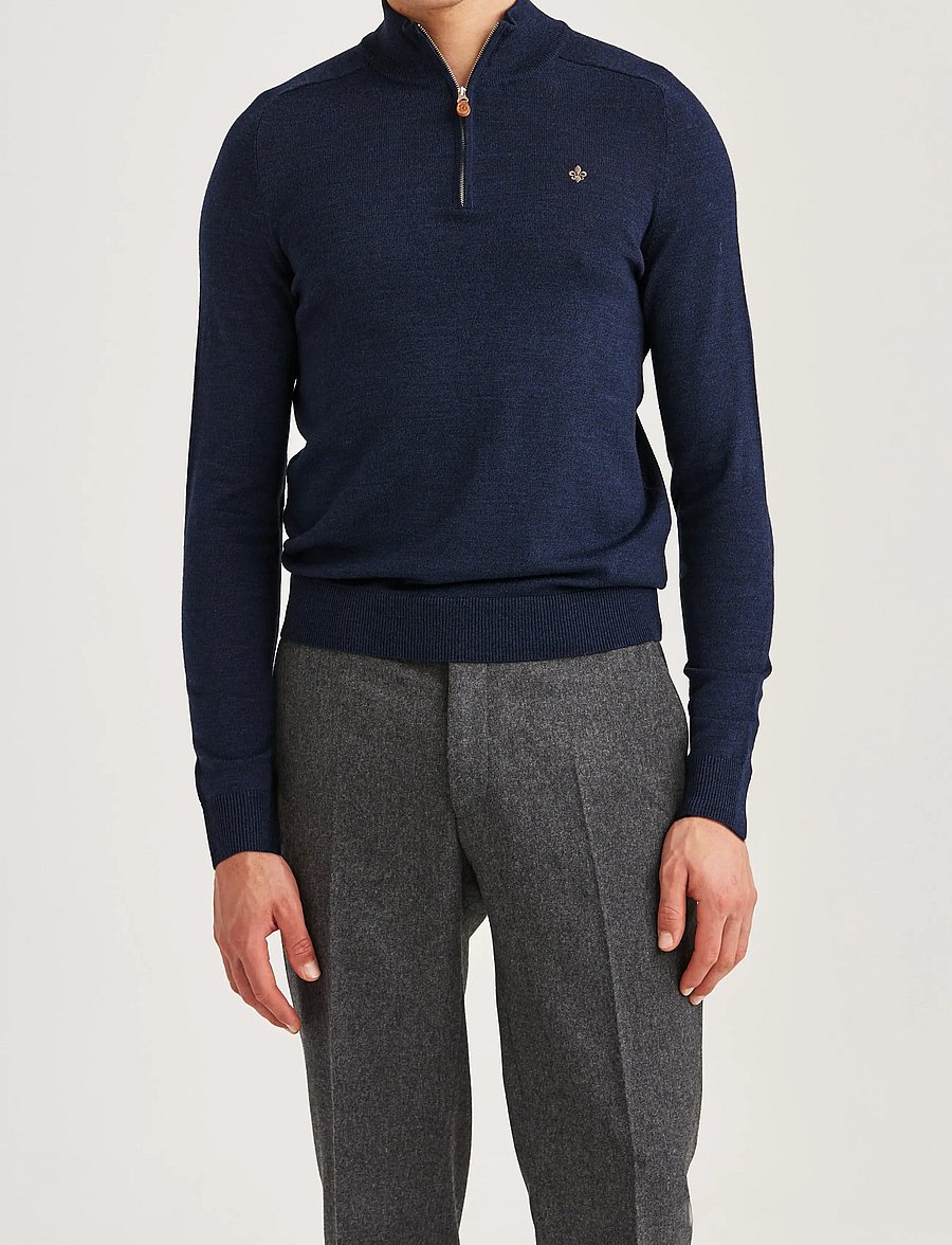 Morris - Merino John Zip - pullover mit halbem reißverschluss - dark blue - 0
