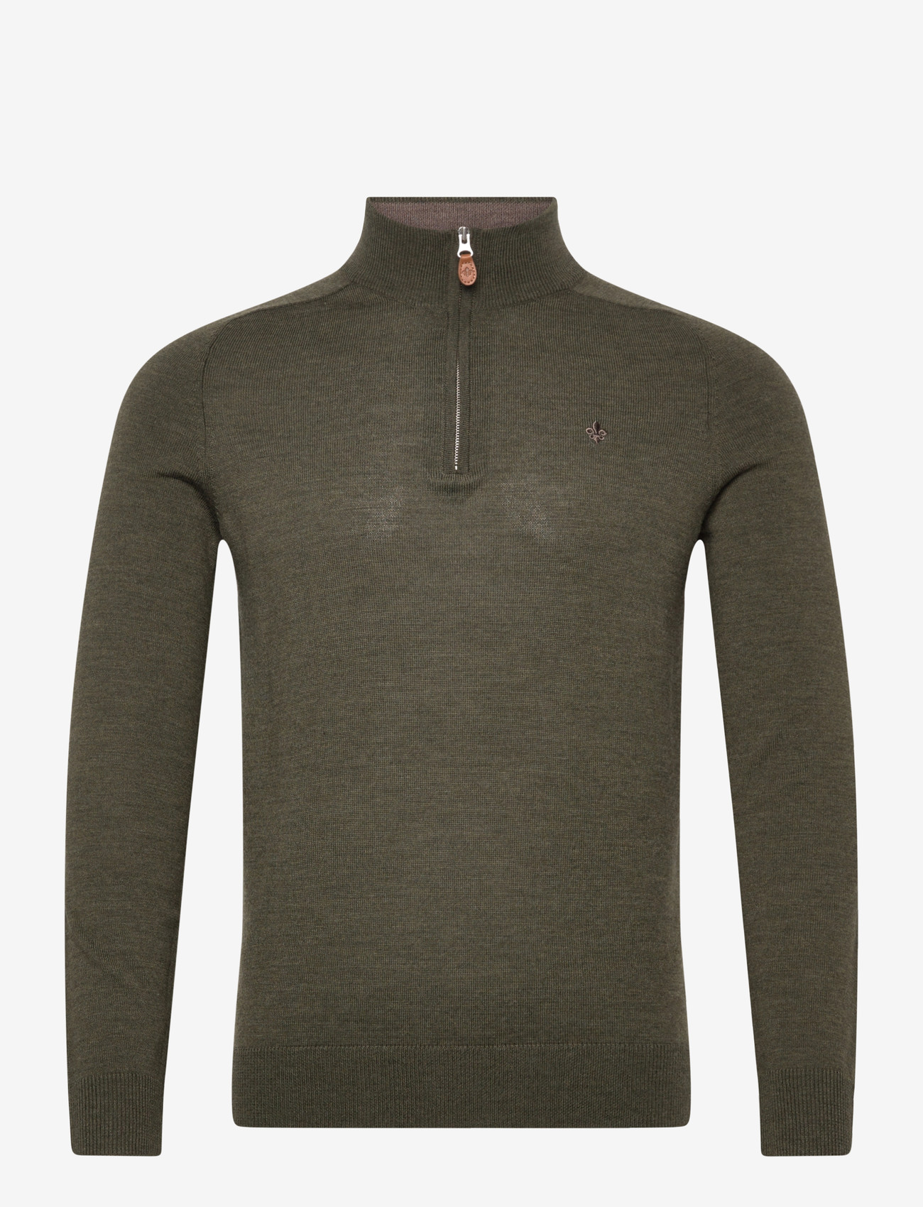 Morris - Merino John Zip - hálfrenndar peysur - olive - 0