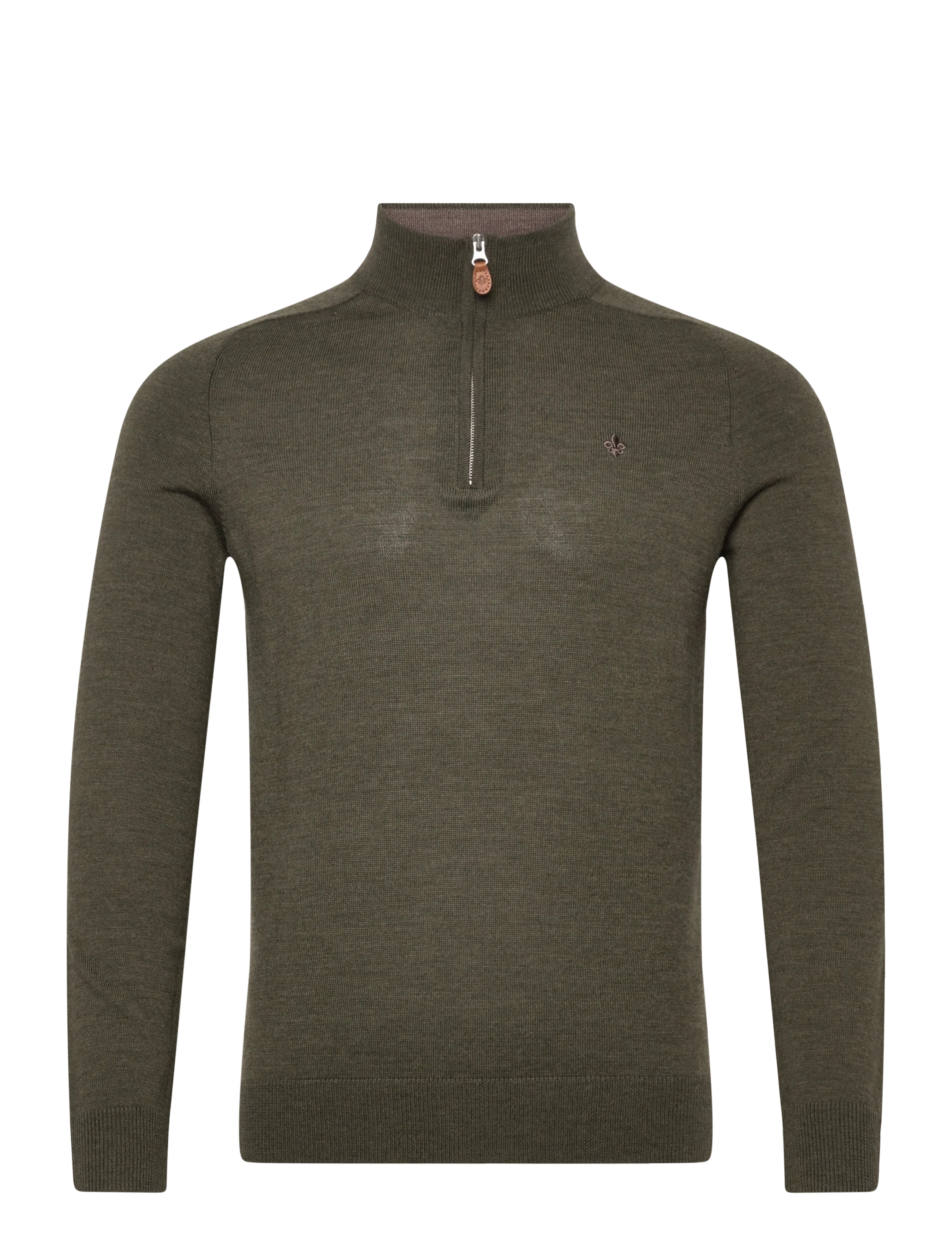 Morris Merino John Zip - Stickat - OLIVE / khaki/green