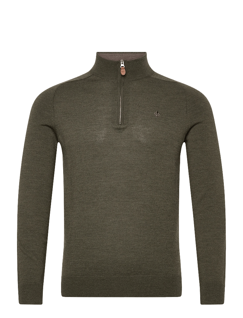 Morris - Merino John Zip - pullover mit halbem reißverschluss - olive - 1