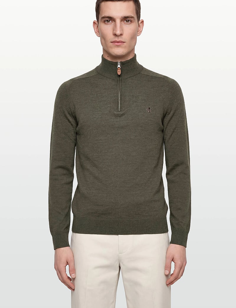 Morris - Merino John Zip - pullover mit halbem reißverschluss - olive - 3