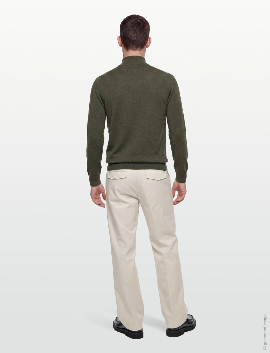 Morris - Merino John Zip - pullover mit halbem reißverschluss - olive - 4