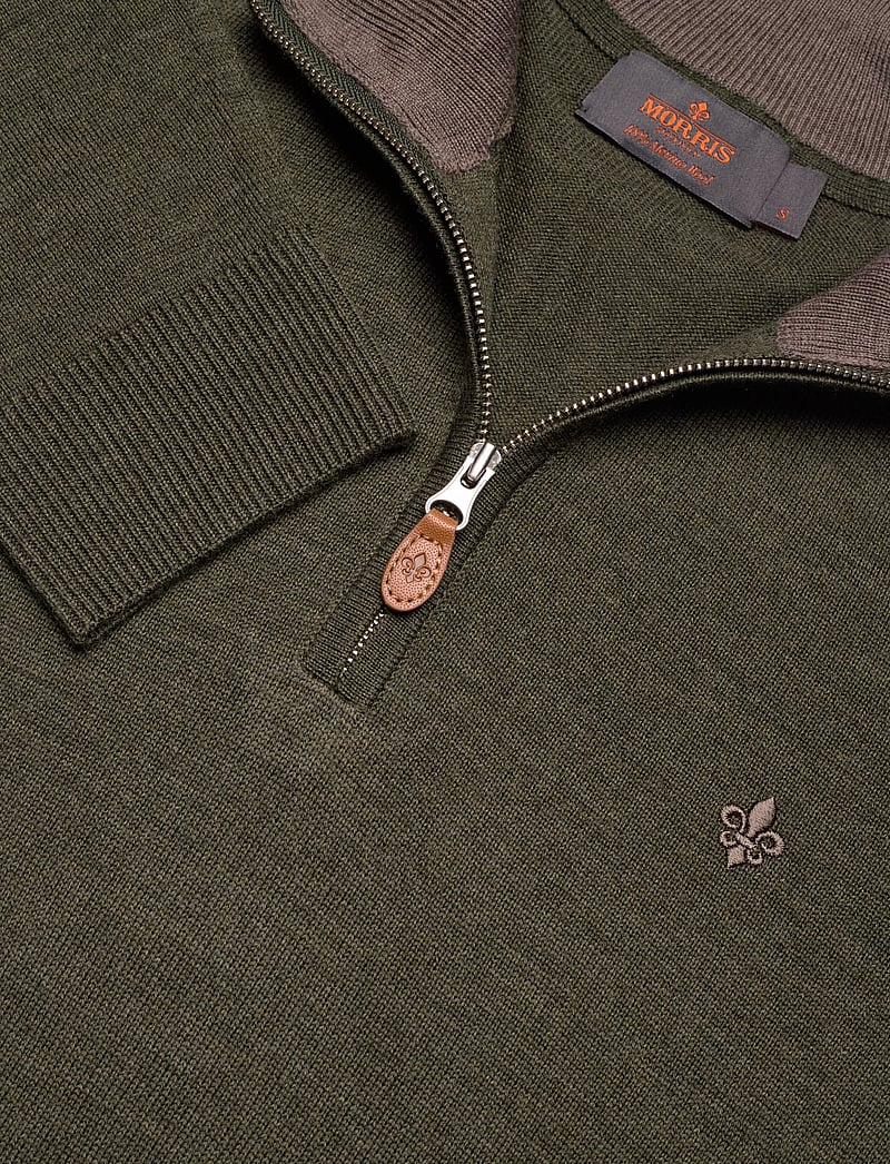 Morris - Merino John Zip - pullover mit halbem reißverschluss - olive - 5