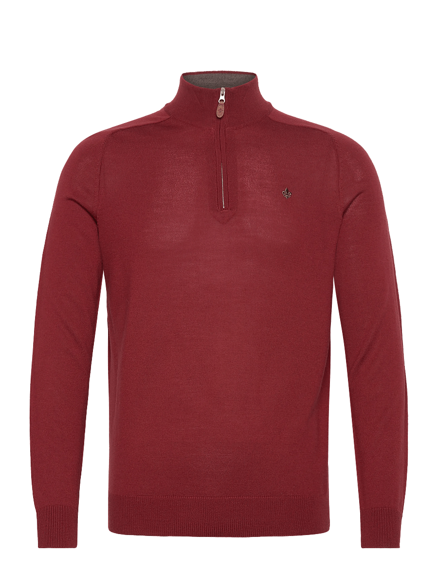 Morris - Merino John Zip - pullover mit halbem reißverschluss - red - 1