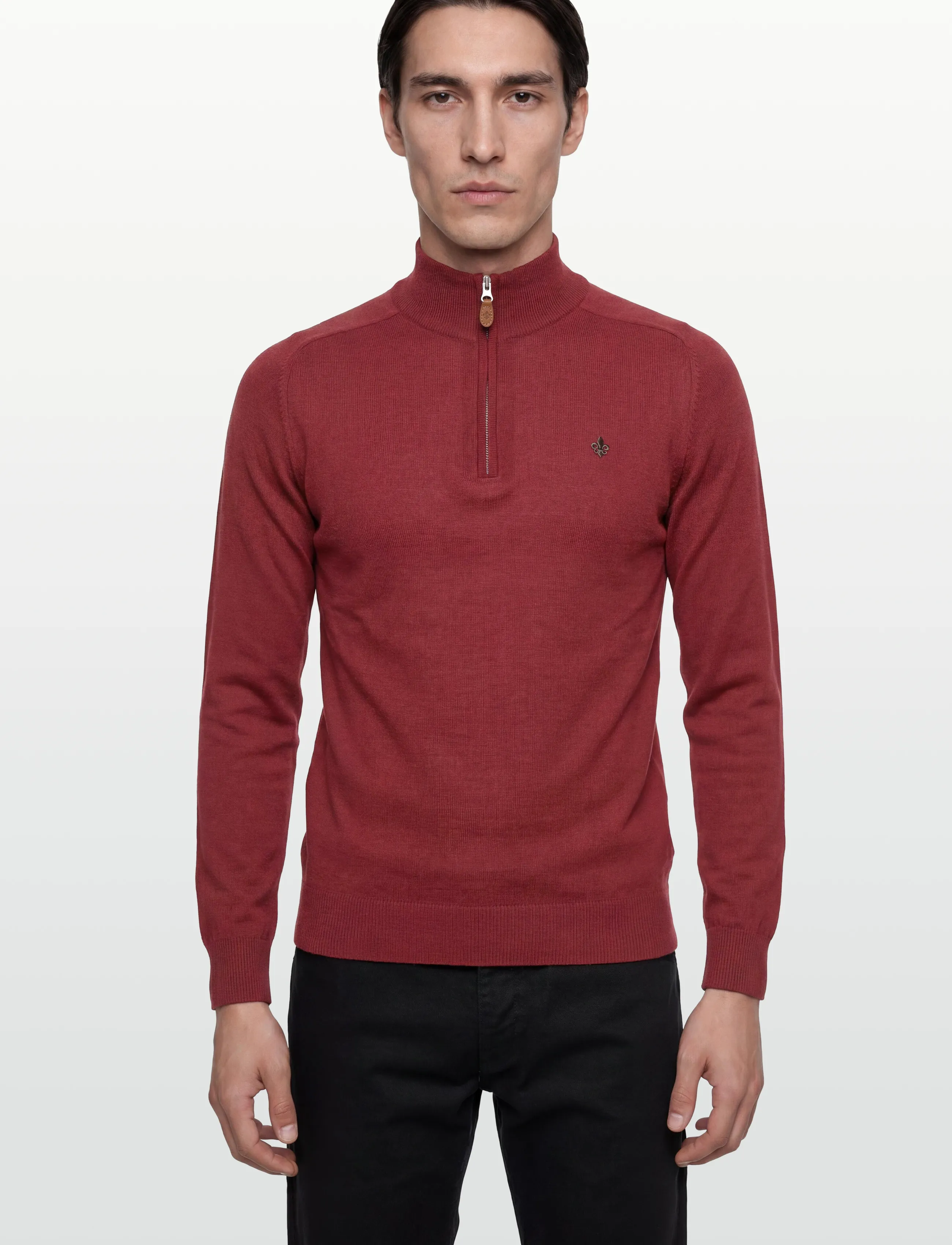 Morris - Merino John Zip - pullover mit halbem reißverschluss - red - 3
