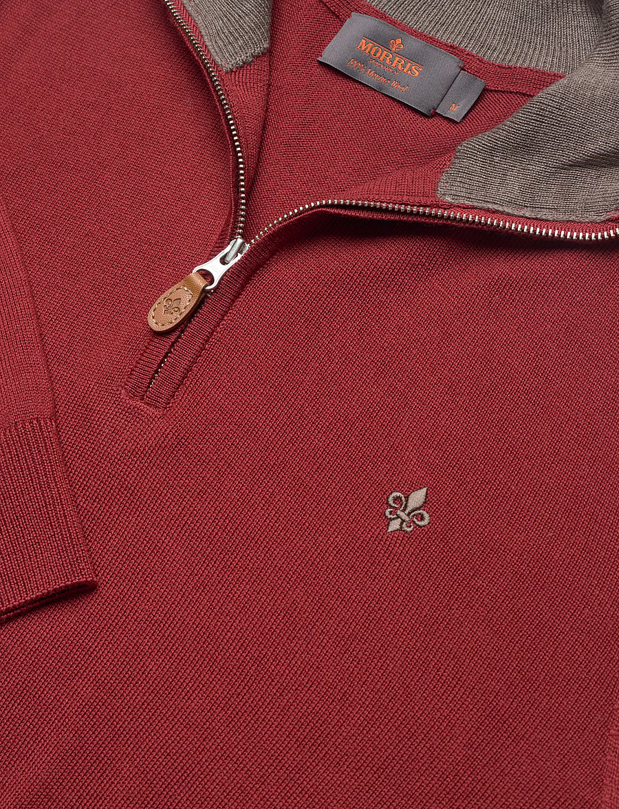 Morris - Merino John Zip - pullover mit halbem reißverschluss - red - 5