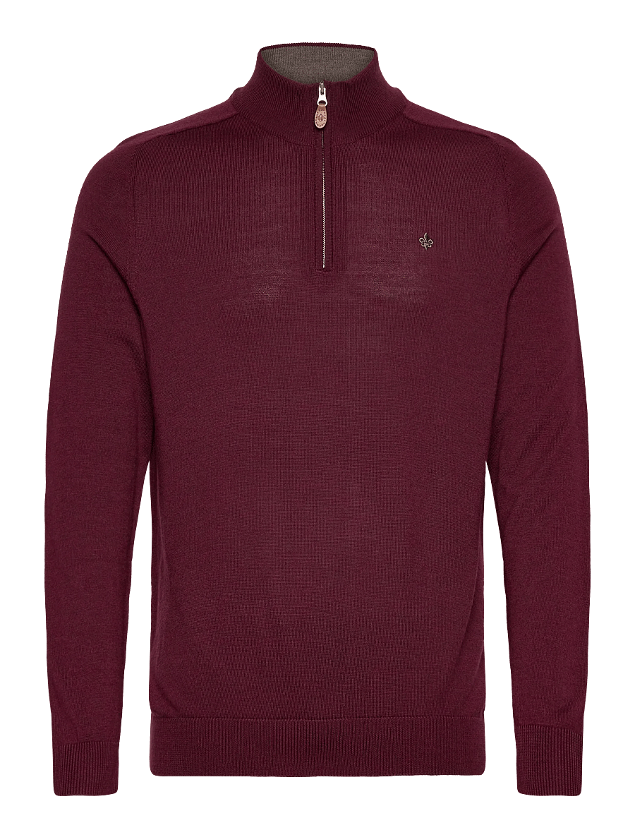 Morris - Merino John Zip - pullover mit halbem reißverschluss - wine red - 1
