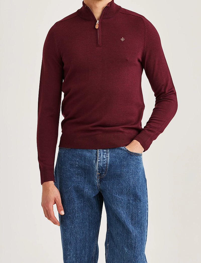 Morris - Merino John Zip - pullover mit halbem reißverschluss - wine red - 0