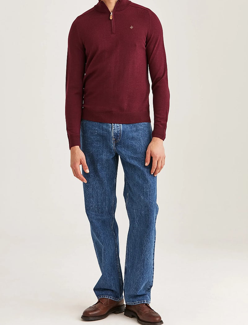 Morris - Merino John Zip - pullover mit halbem reißverschluss - wine red - 3