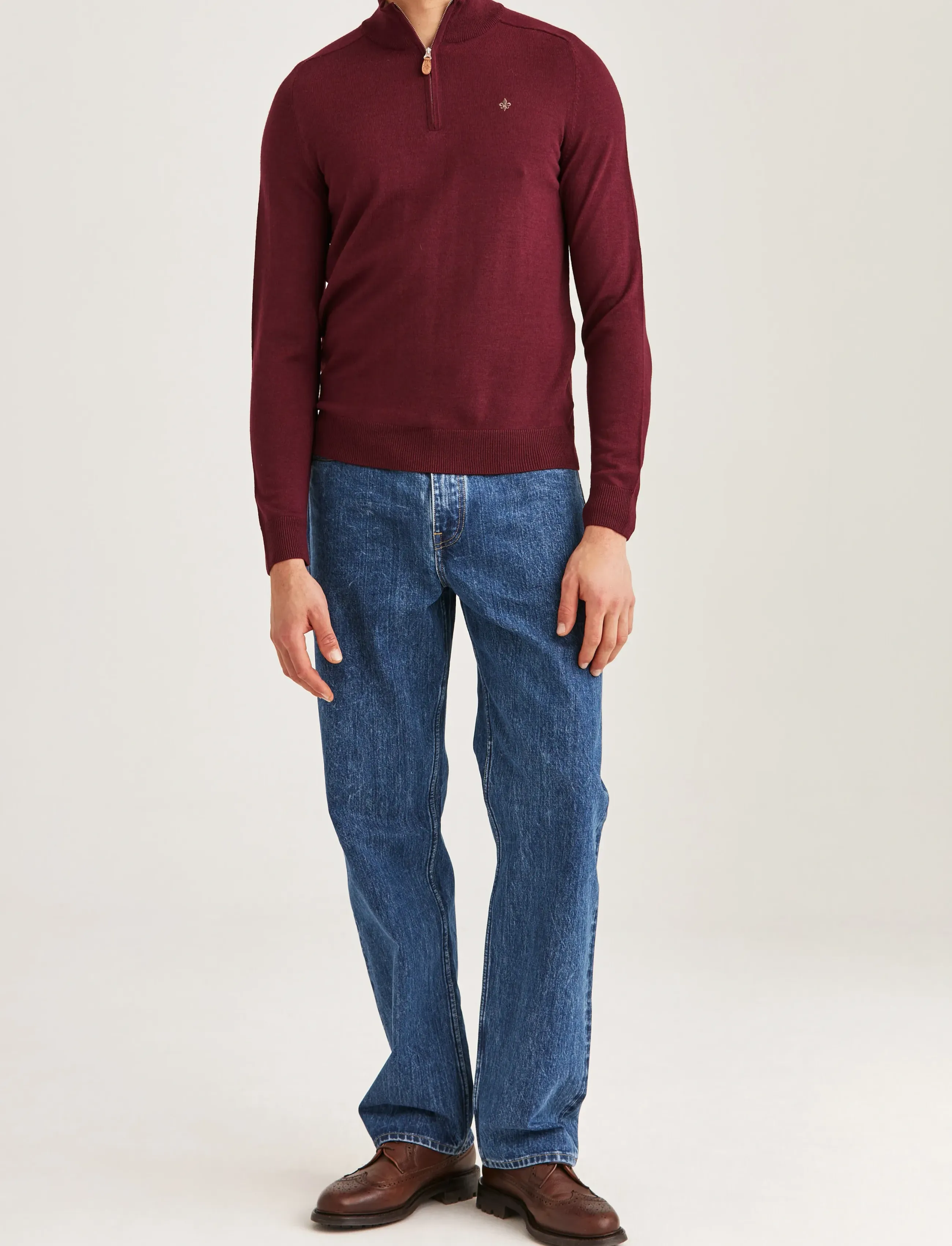 Morris - Merino John Zip - strik - wine red - 3