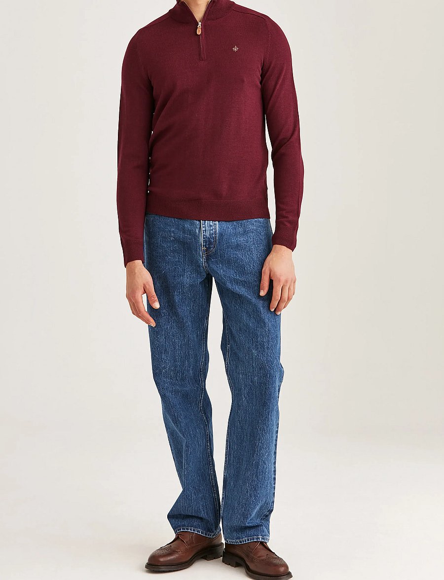 Morris - Merino John Zip - pullover mit halbem reißverschluss - wine red - 3