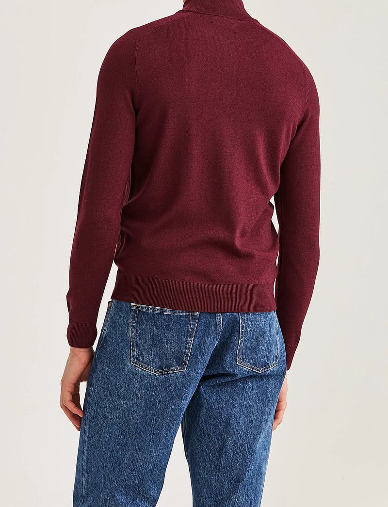 Morris - Merino John Zip - pullover mit halbem reißverschluss - wine red - 4