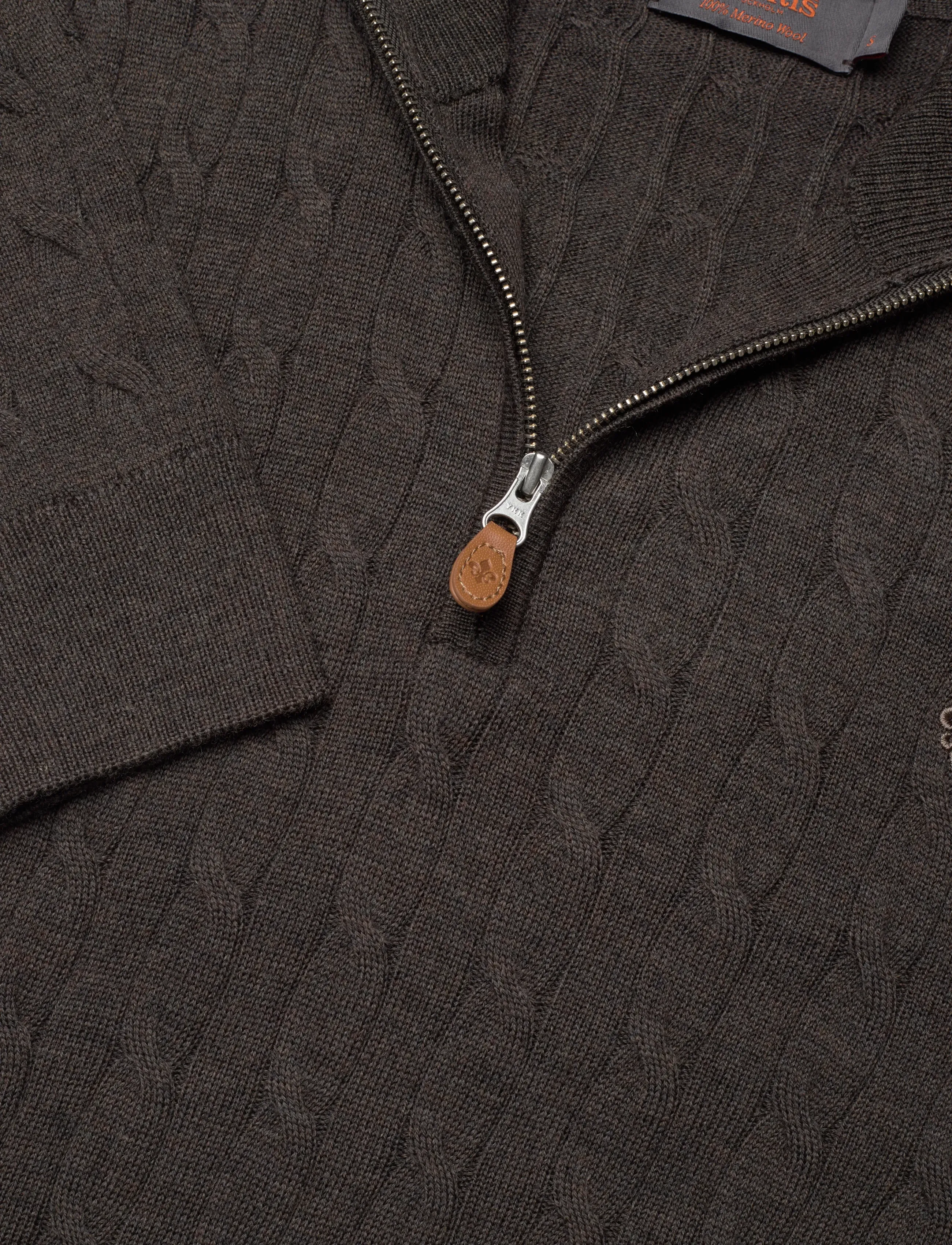 Morris - Merino Cable John Zip - men - brown - 2