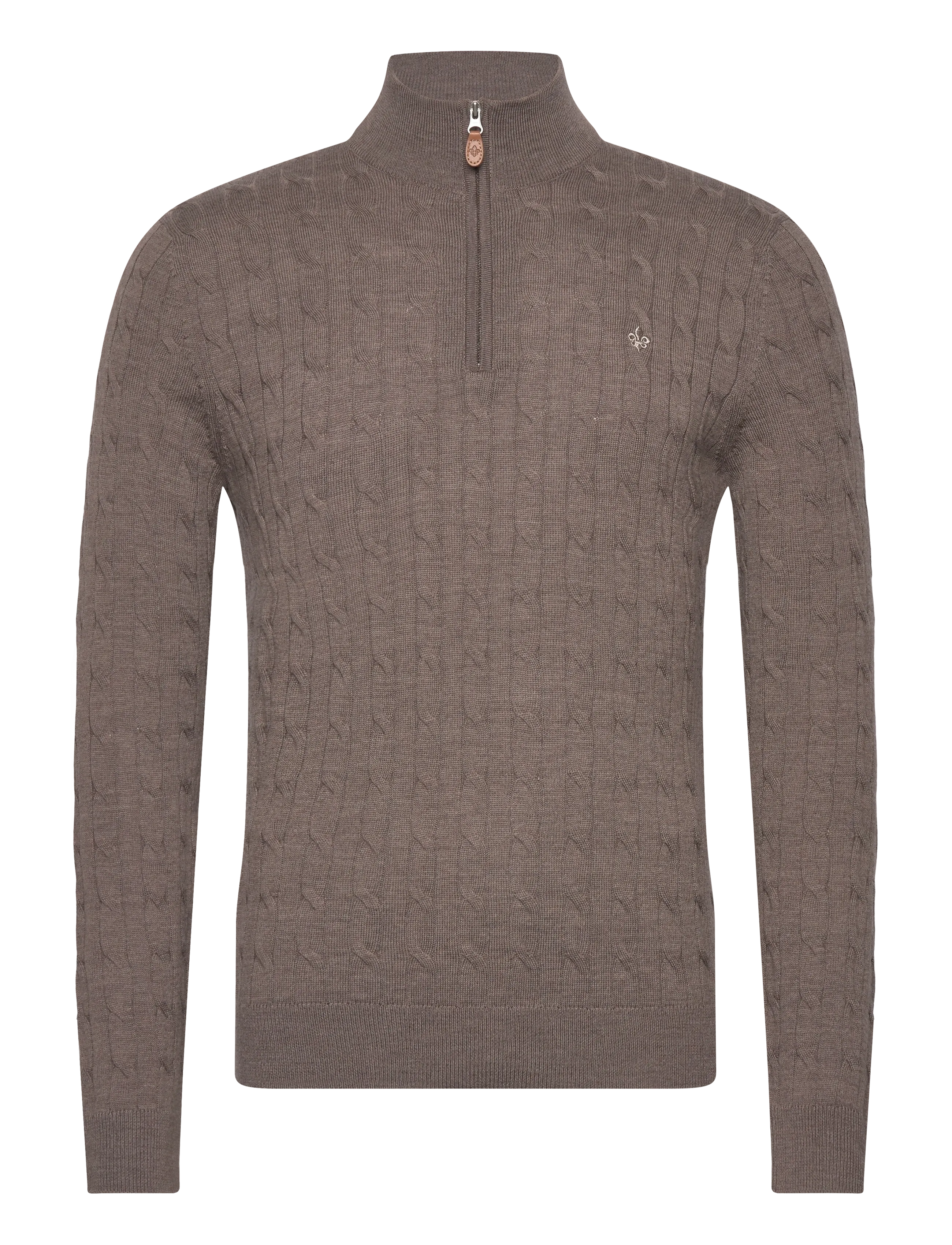 Morris Merino Cable John Zip - Strikkevarer - DARK BROWN / brown