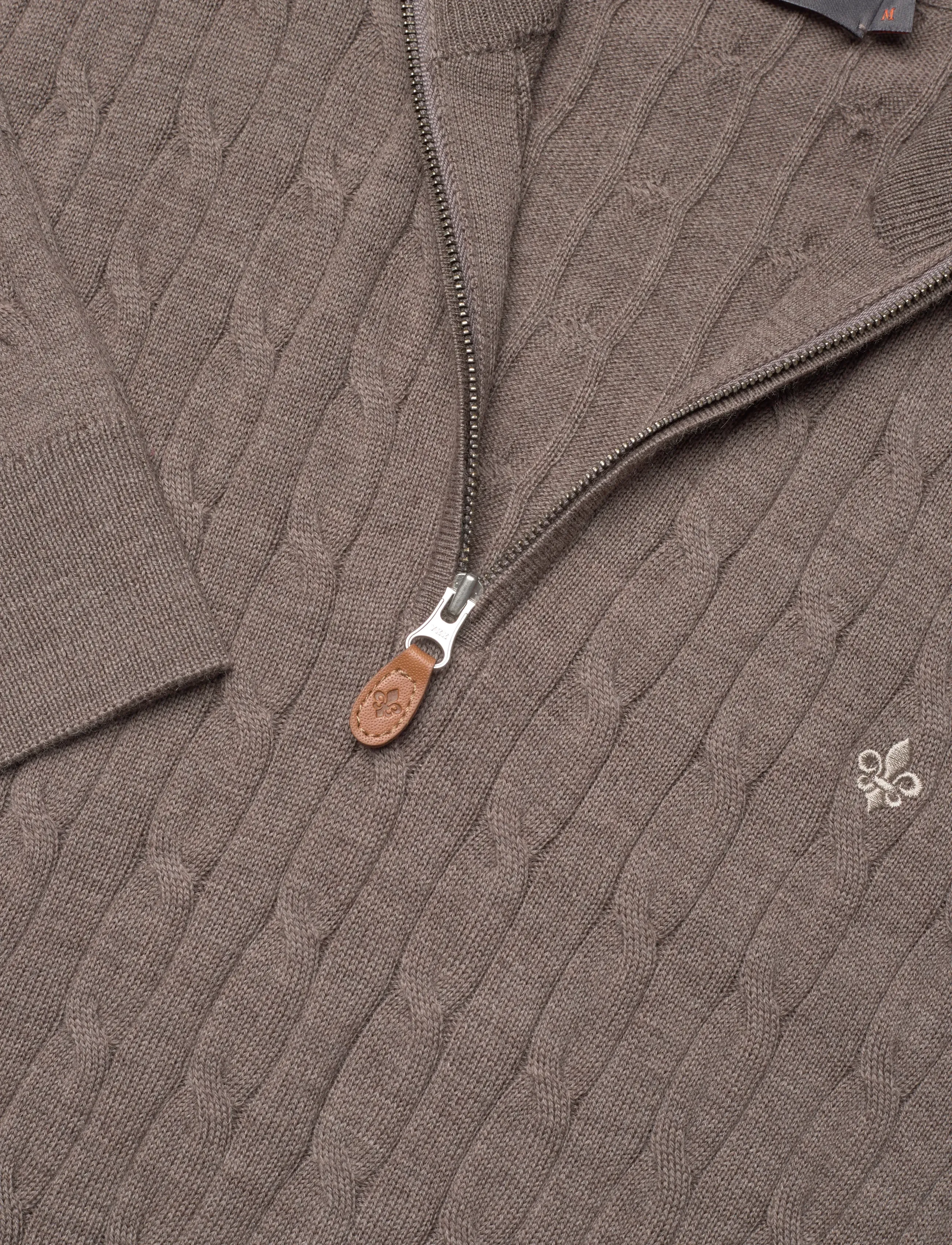 Morris - Merino Cable John Zip - män - dark brown - 2