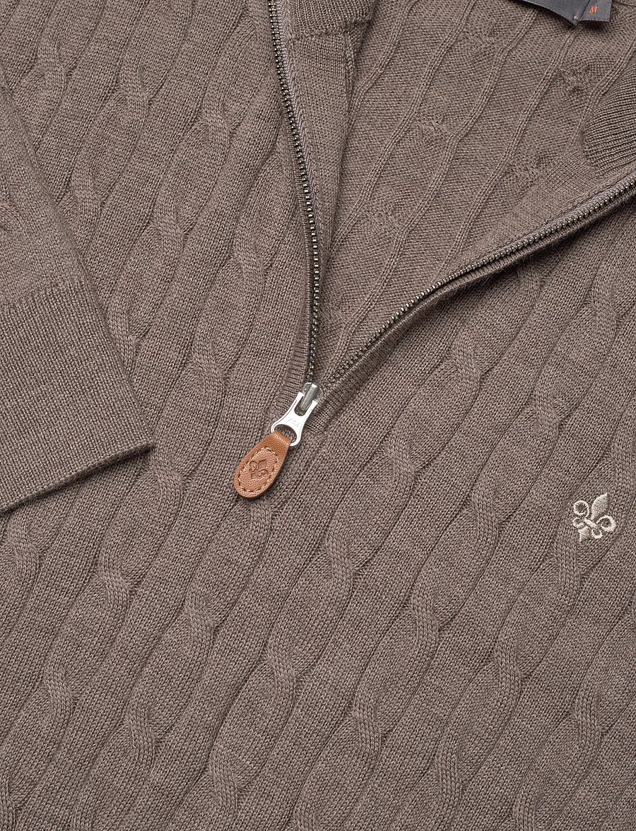 Morris - Merino Cable John Zip - pullover mit halbem reißverschluss - dark brown - 2