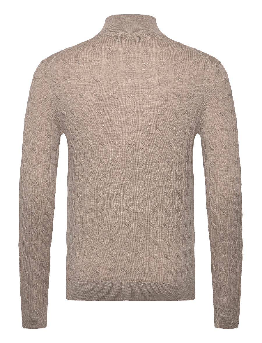 Morris - Merino Cable John Zip - pullover mit halbem reißverschluss - khaki - 2