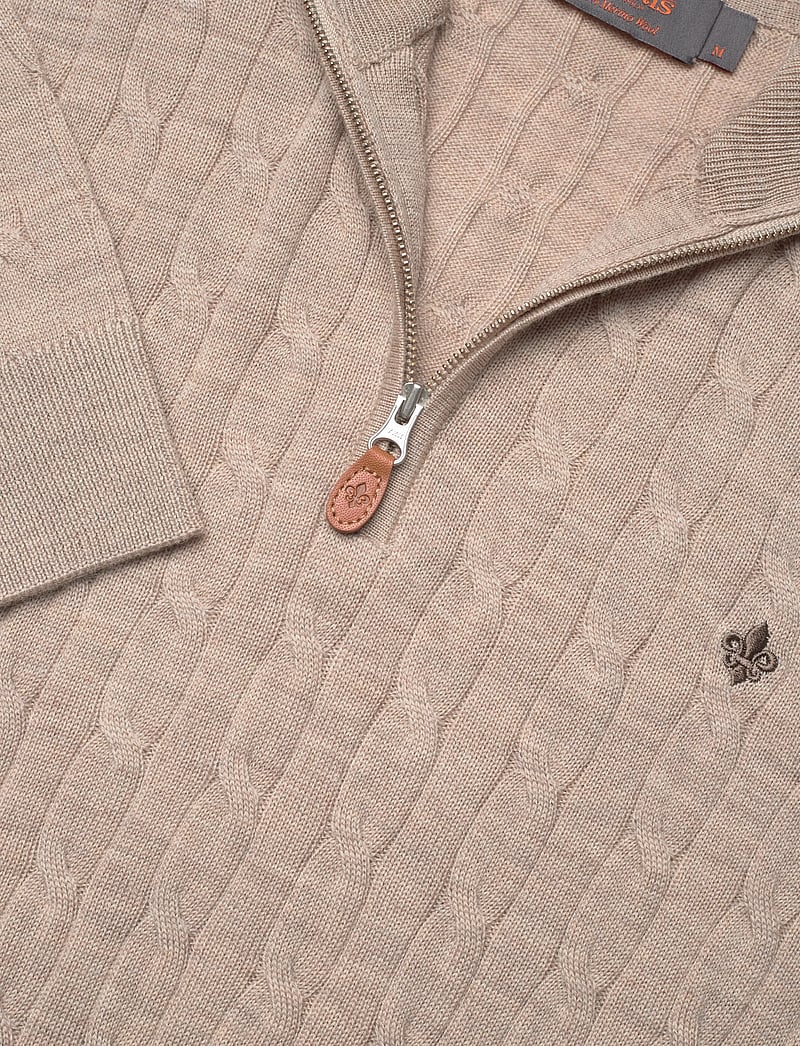 Morris - Merino Cable John Zip - halfzip strik - khaki - 2