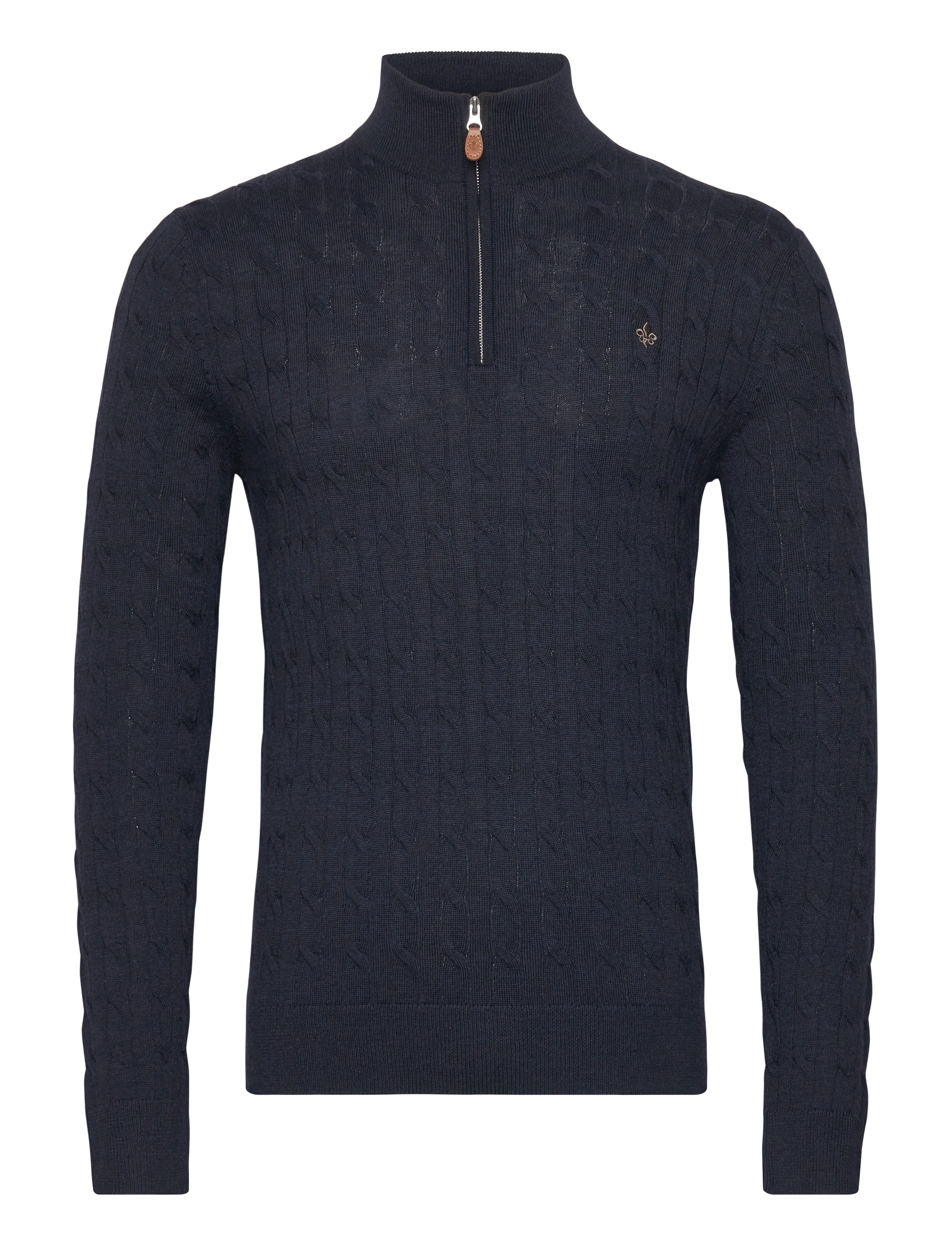 Morris Merino Cable John Zip - Strickmode - NAVY / navy
