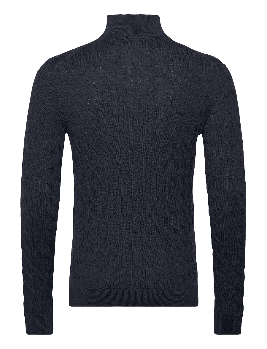 Morris - Merino Cable John Zip - pullover mit halbem reißverschluss - navy - 1