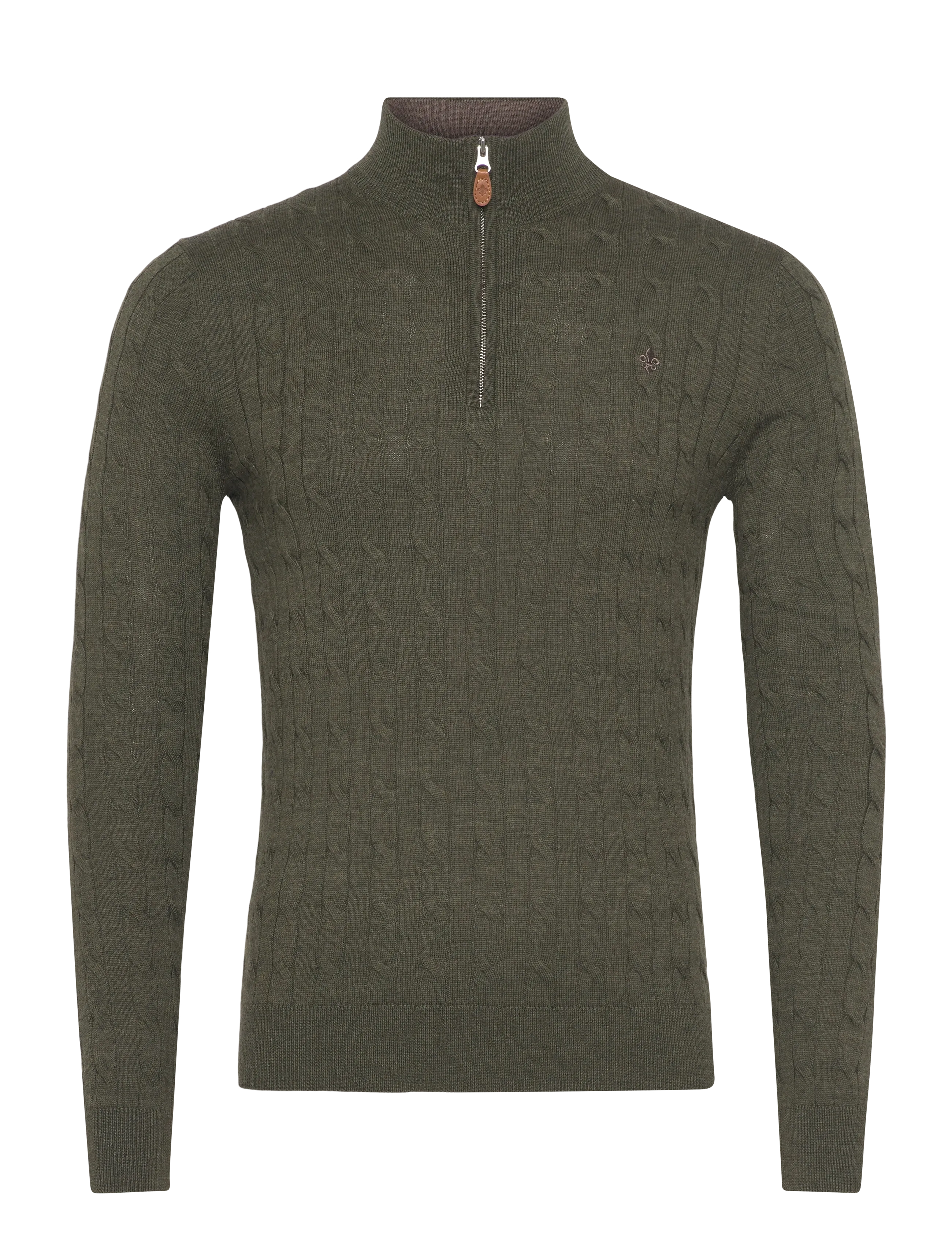 Morris Merino Cable John Zip - Kudumid - OLIVE / khaki/green
