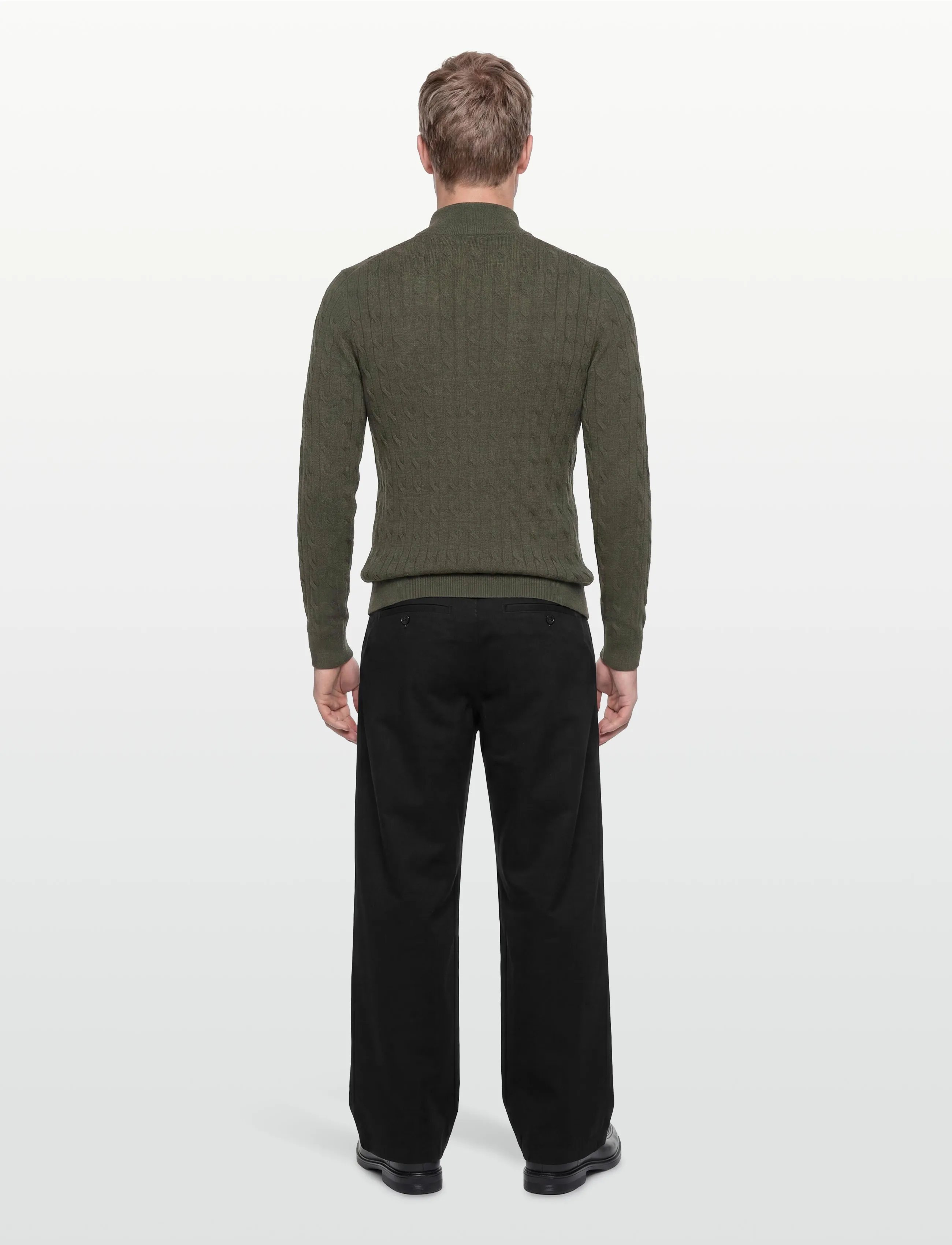 Morris - Merino Cable John Zip - men - olive - 4