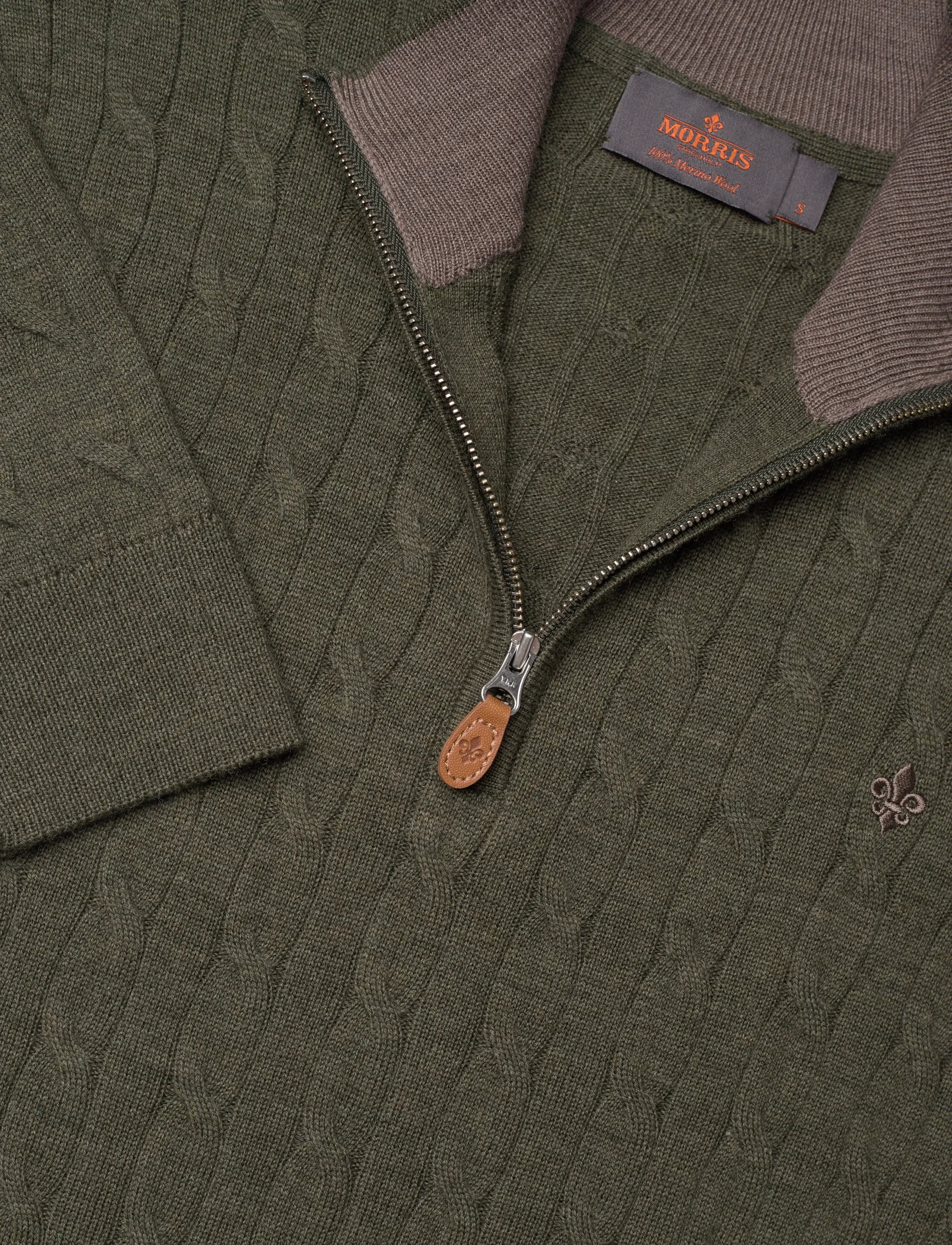 Morris - Merino Cable John Zip - men - olive - 5