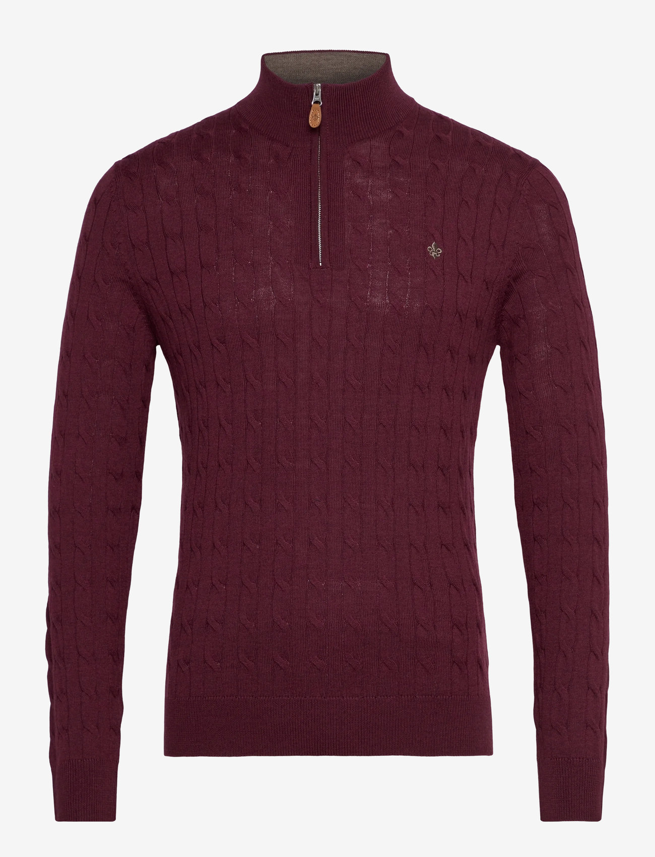 Morris - Merino Cable John Zip - džemperiai su trumpu užtrauktuku - wine red - 0
