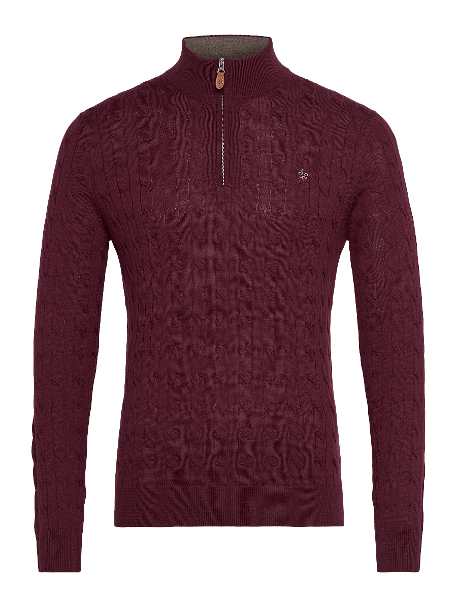 Morris - Merino Cable John Zip - halfzip strik - wine red - 0