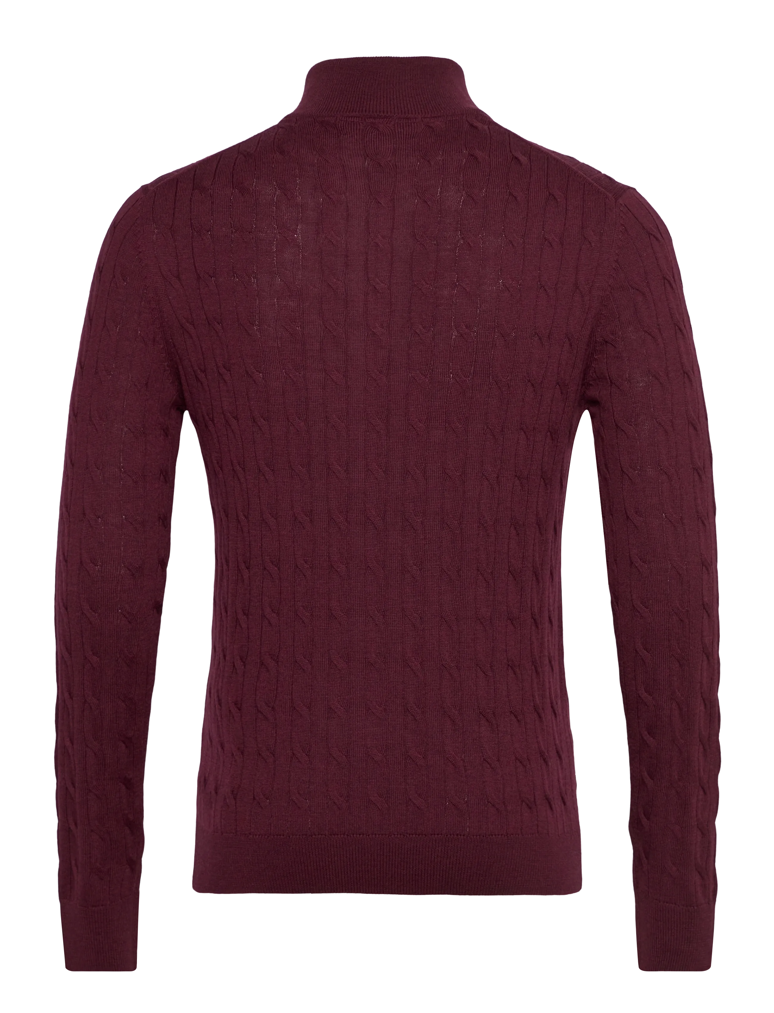 Morris - Merino Cable John Zip - mænd - wine red - 1